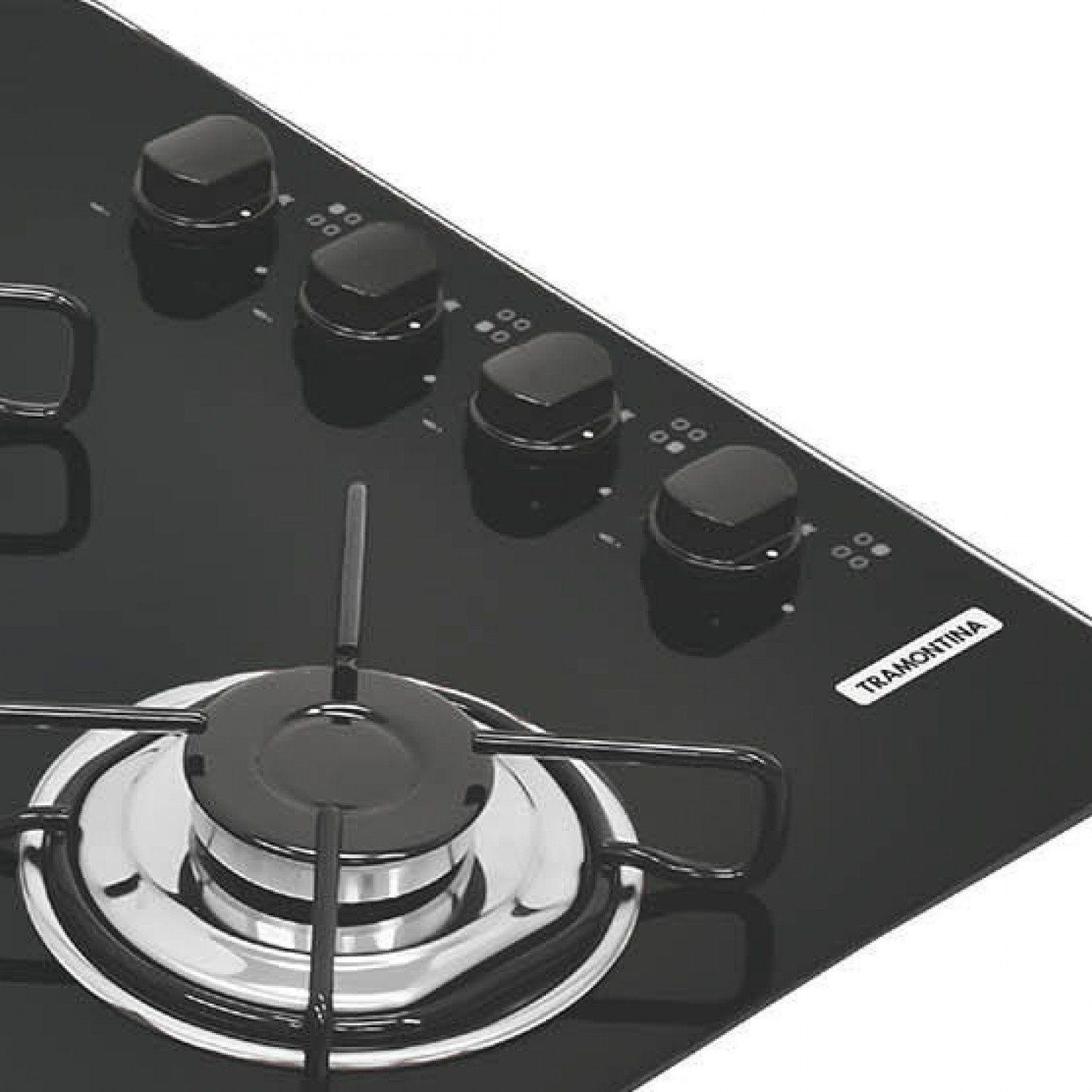 Cooktop Tramontina Glass Brasil 4GG Bivolt Preto Cooktop 4 Bocas