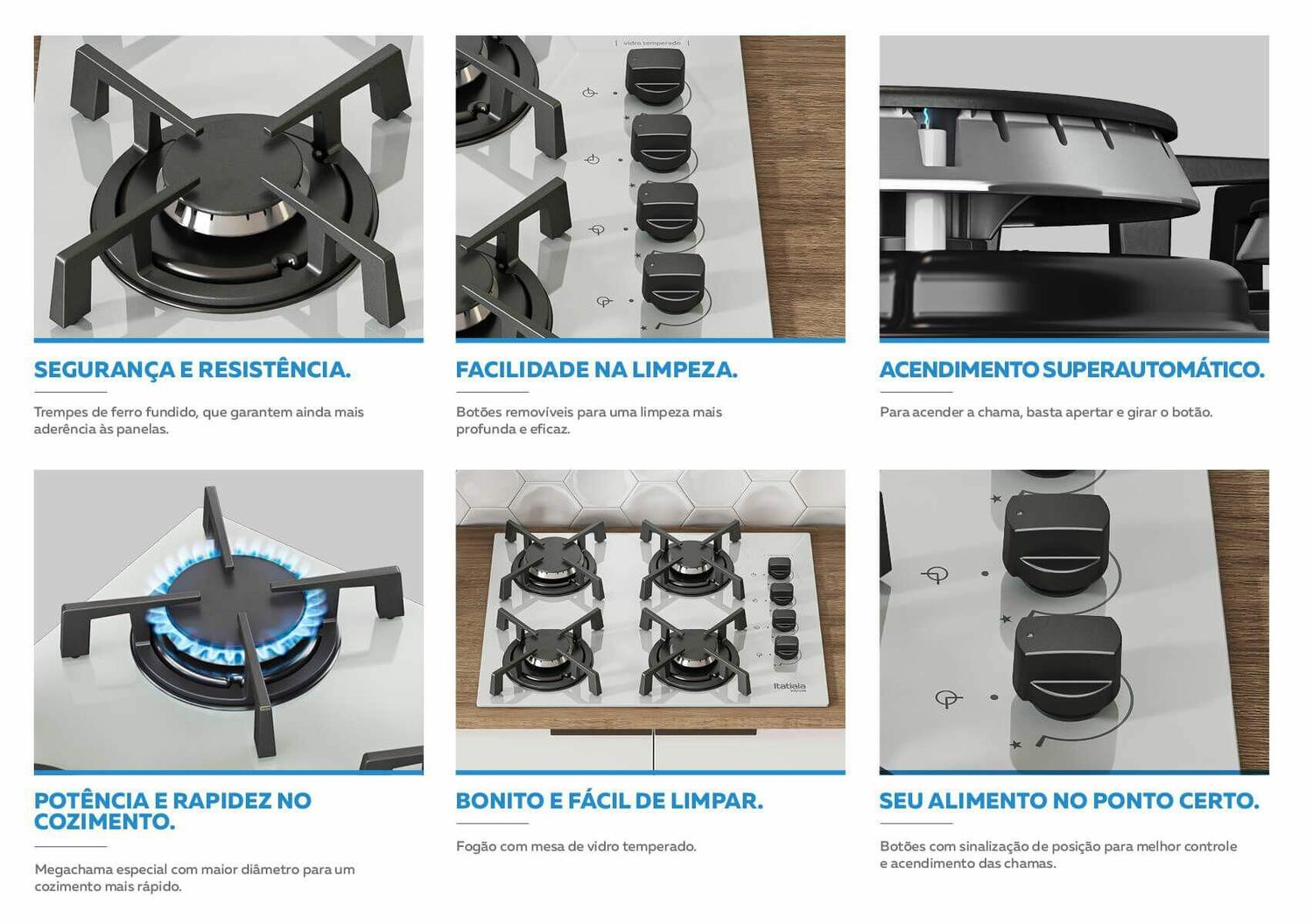 Cooktop Vitrum 4 Bocas Branco Itatiaia Cooktop 4 Bocas Magazine