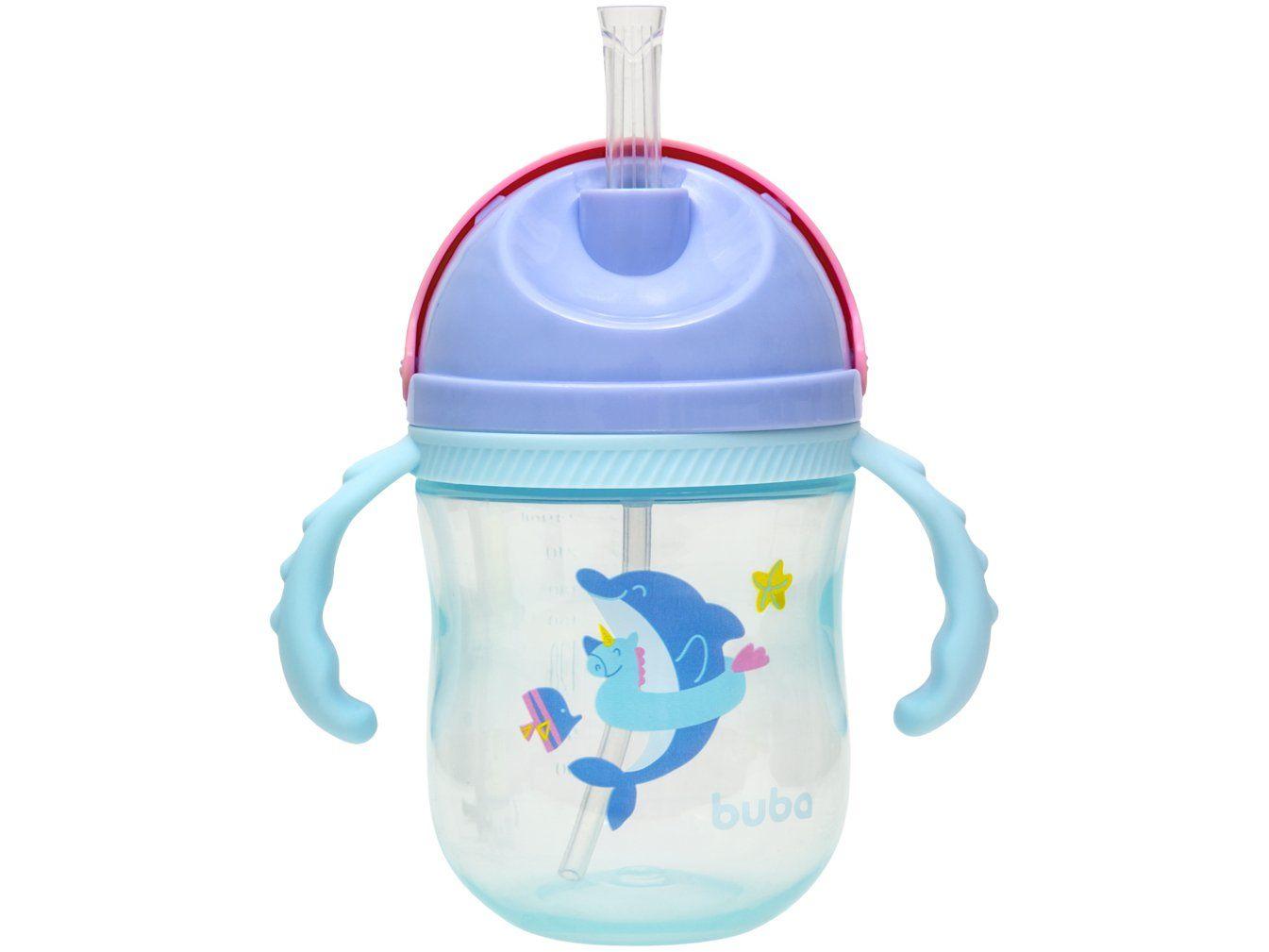 Copo Infantil com Alça e Canudo 240ml Buba Baleia