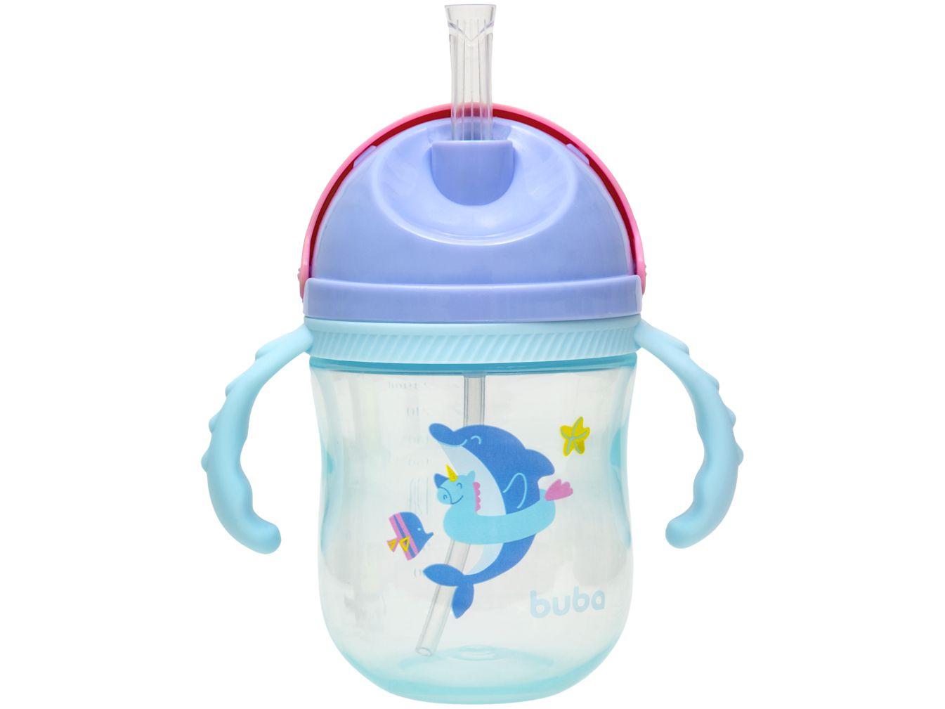 Copo Infantil com Alça e Canudo 240ml Buba Baleia