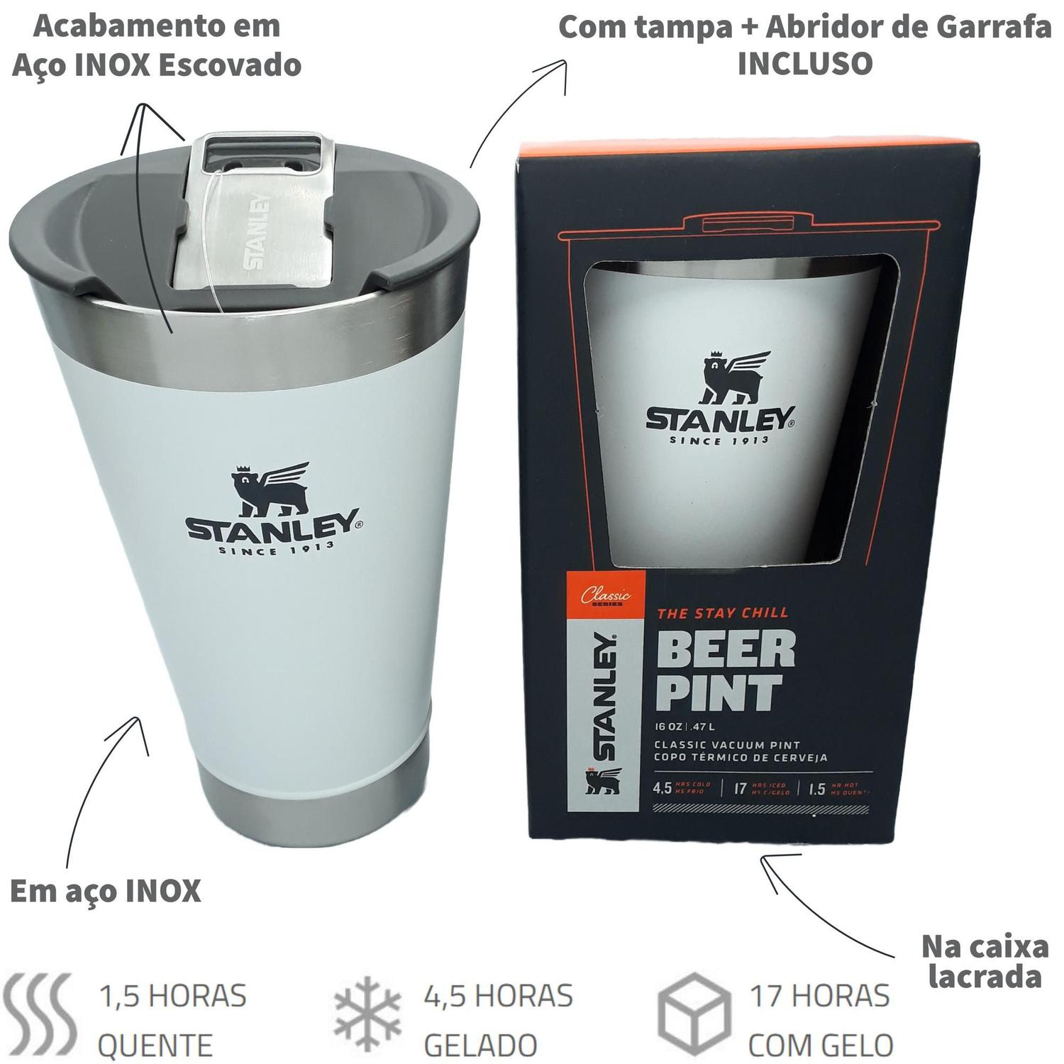 Copo Térmico Stanley Com Tampa e Abridor 473ml Branco - O