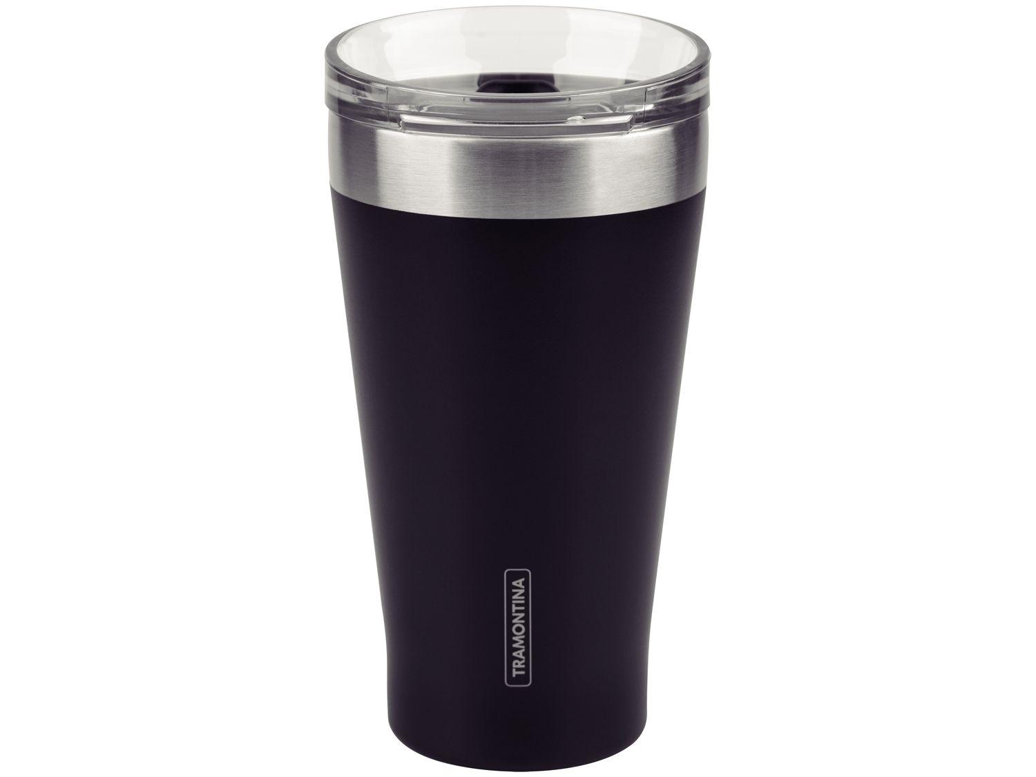 Copo Térmico Parede Dupla com Tampa Tramontina Exata 61646505 Preto 550ml