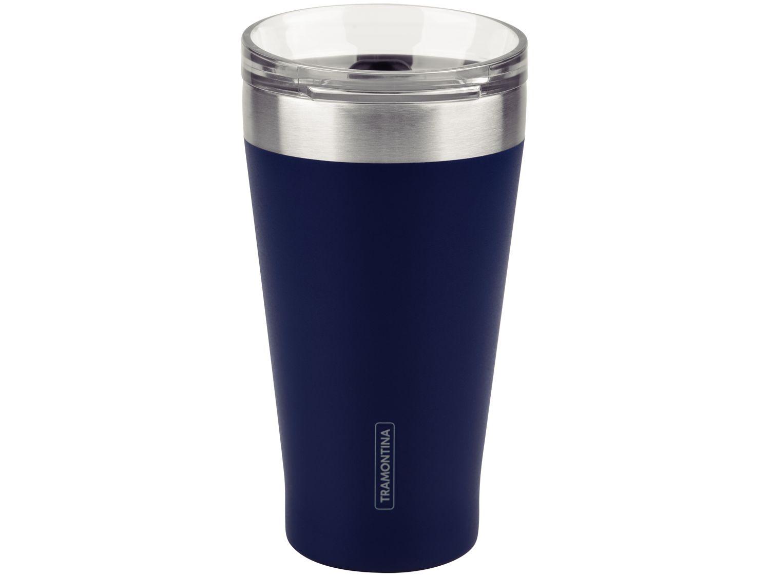 Copo Térmico Parede Dupla com Tampa Tramontina Exata 61646525 Azul 550ml