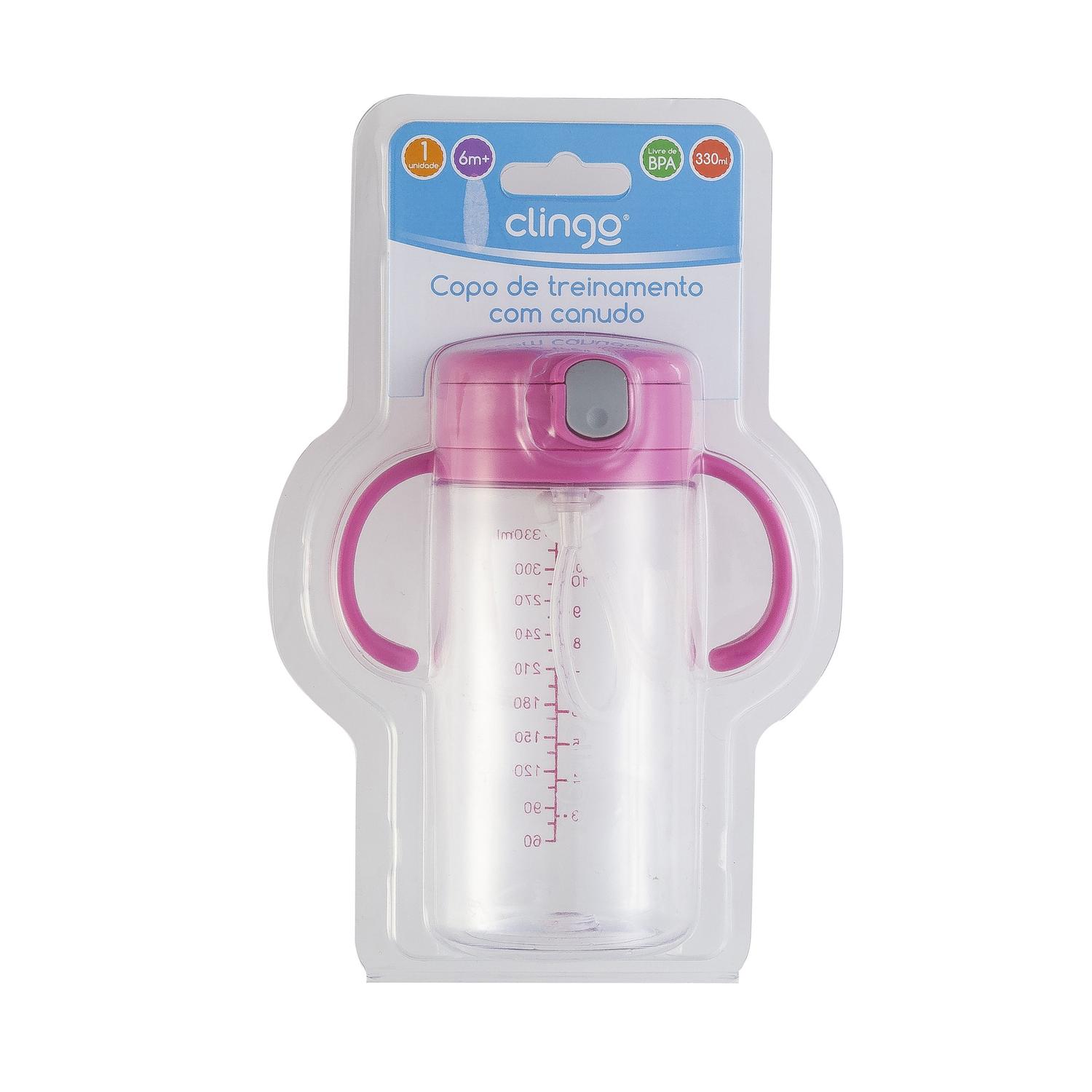 Copo Treinamento Transparente Com Canudo Clingo 330ml - Copo de ...