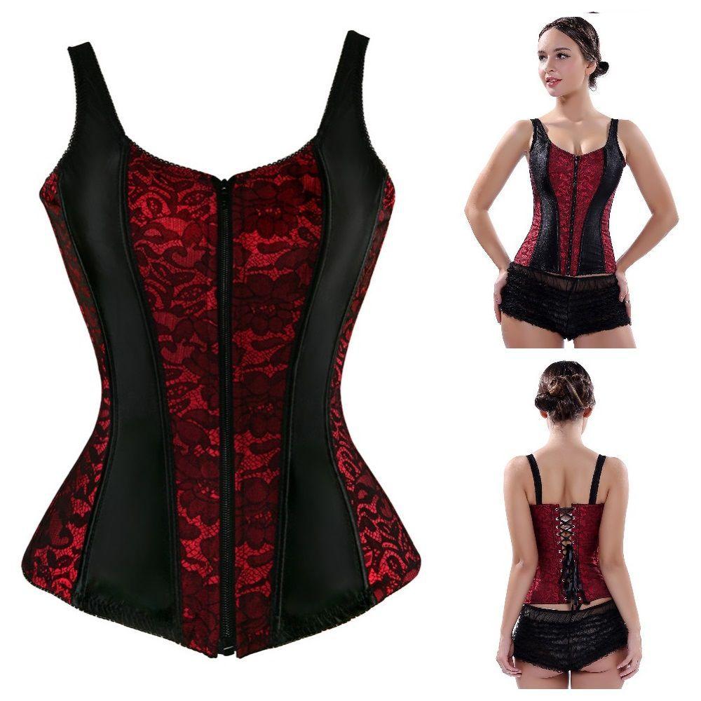 Espartilho vermelho e preto Clearance
