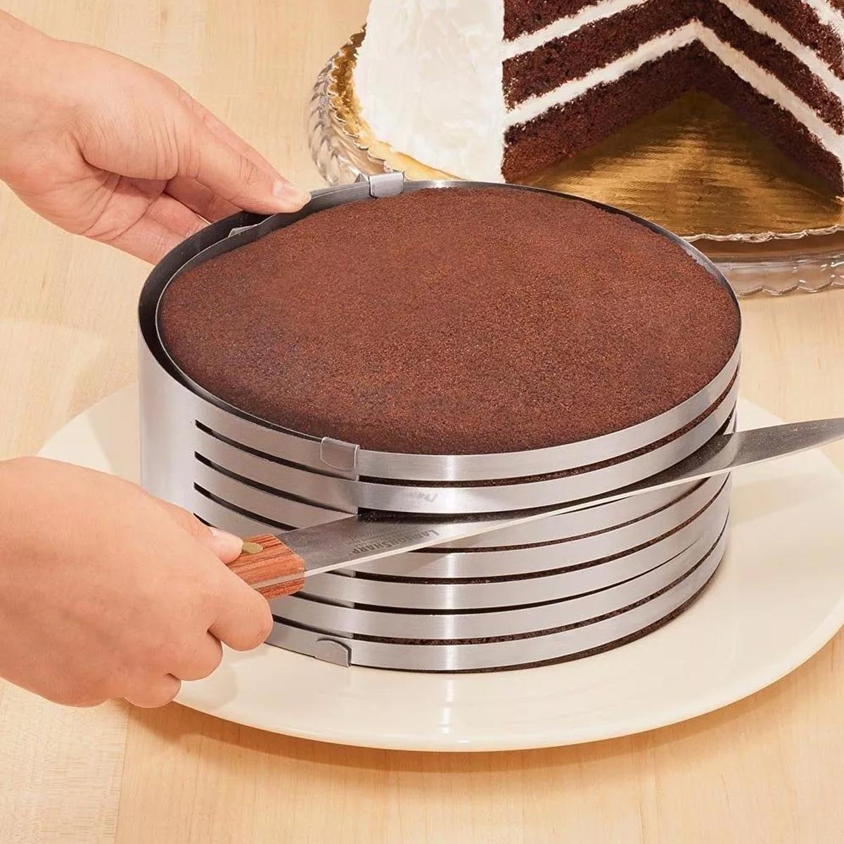 Cortador de Bolo Fatiador de Inox Ajustável Aro para Bolo - Zanline ...