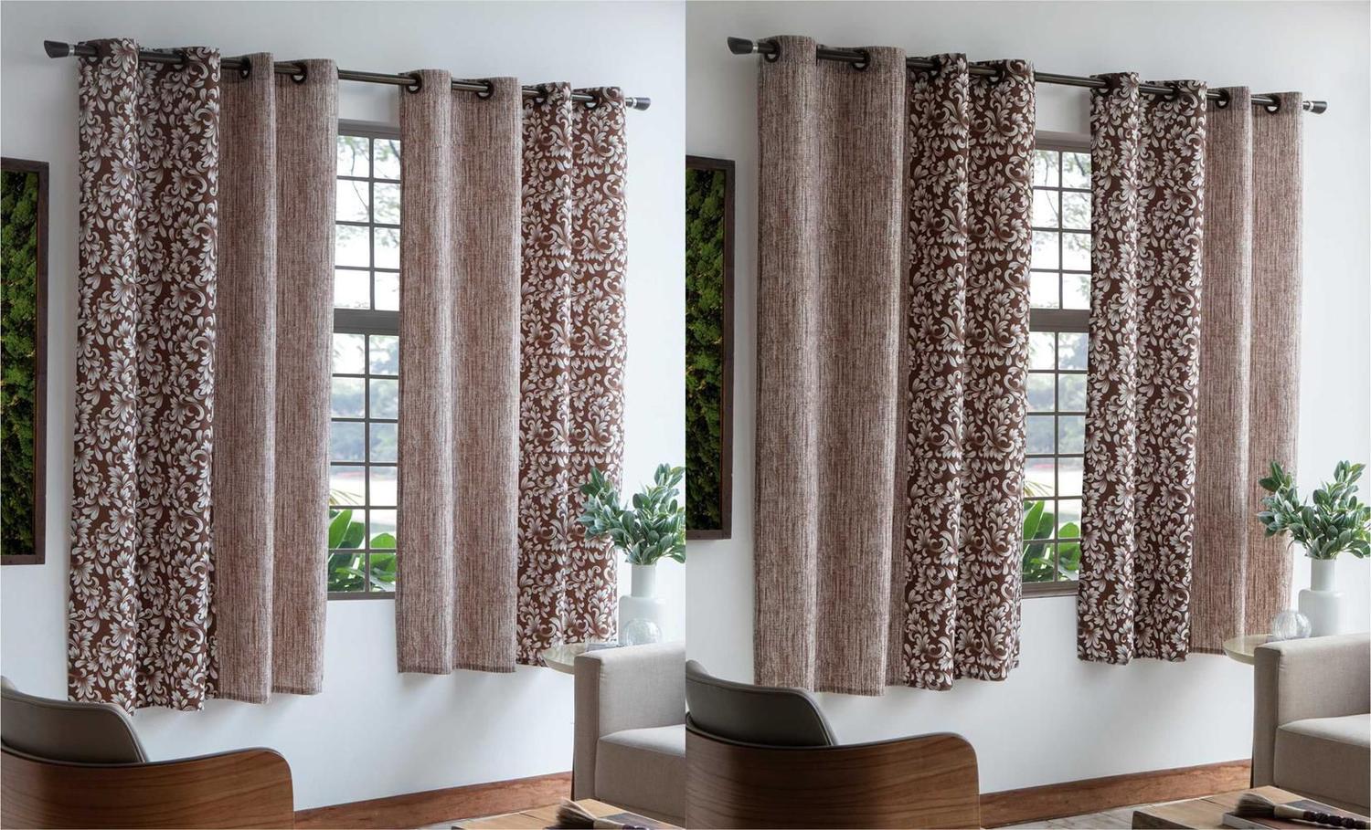 Cortina Para Sala Quarto Florida 2,00x1,80 Marrom Escuro Alice Sultan