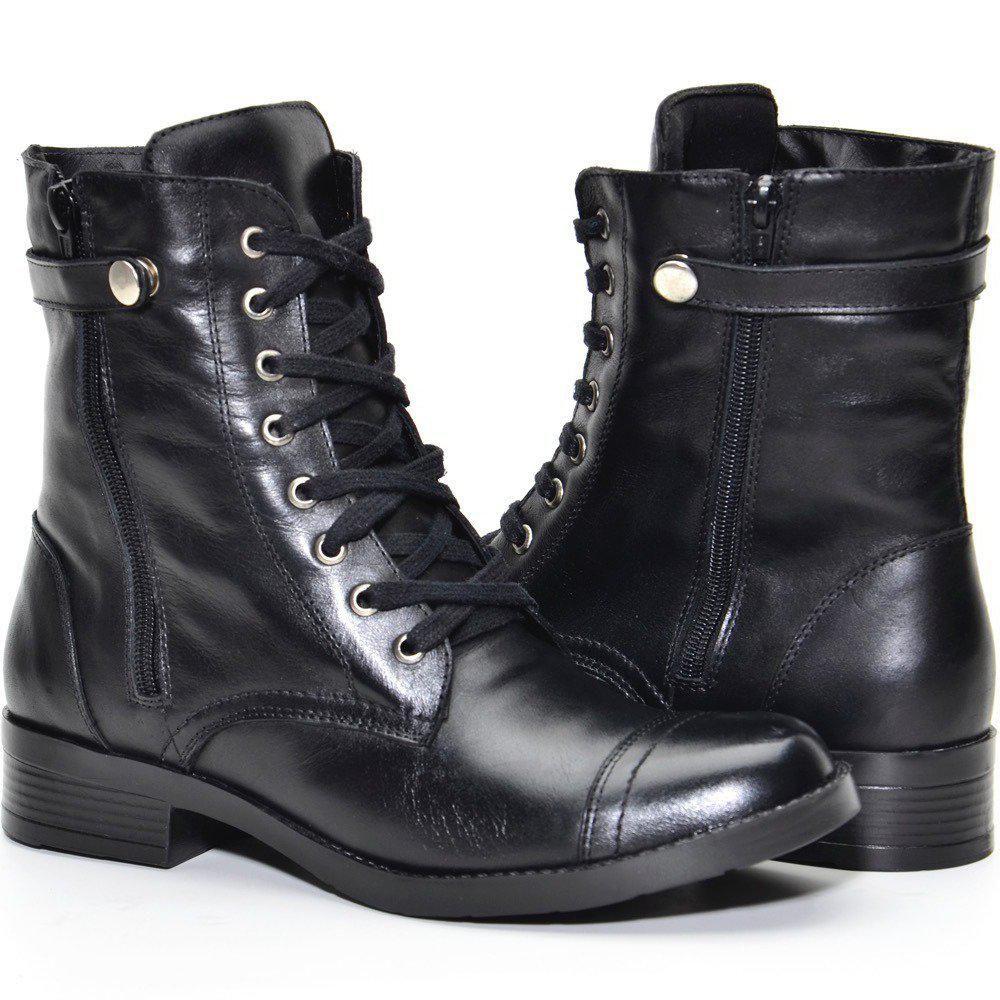 Salto Quadrado Bota Preta Calados Coturnos Femininos Bota Feminina