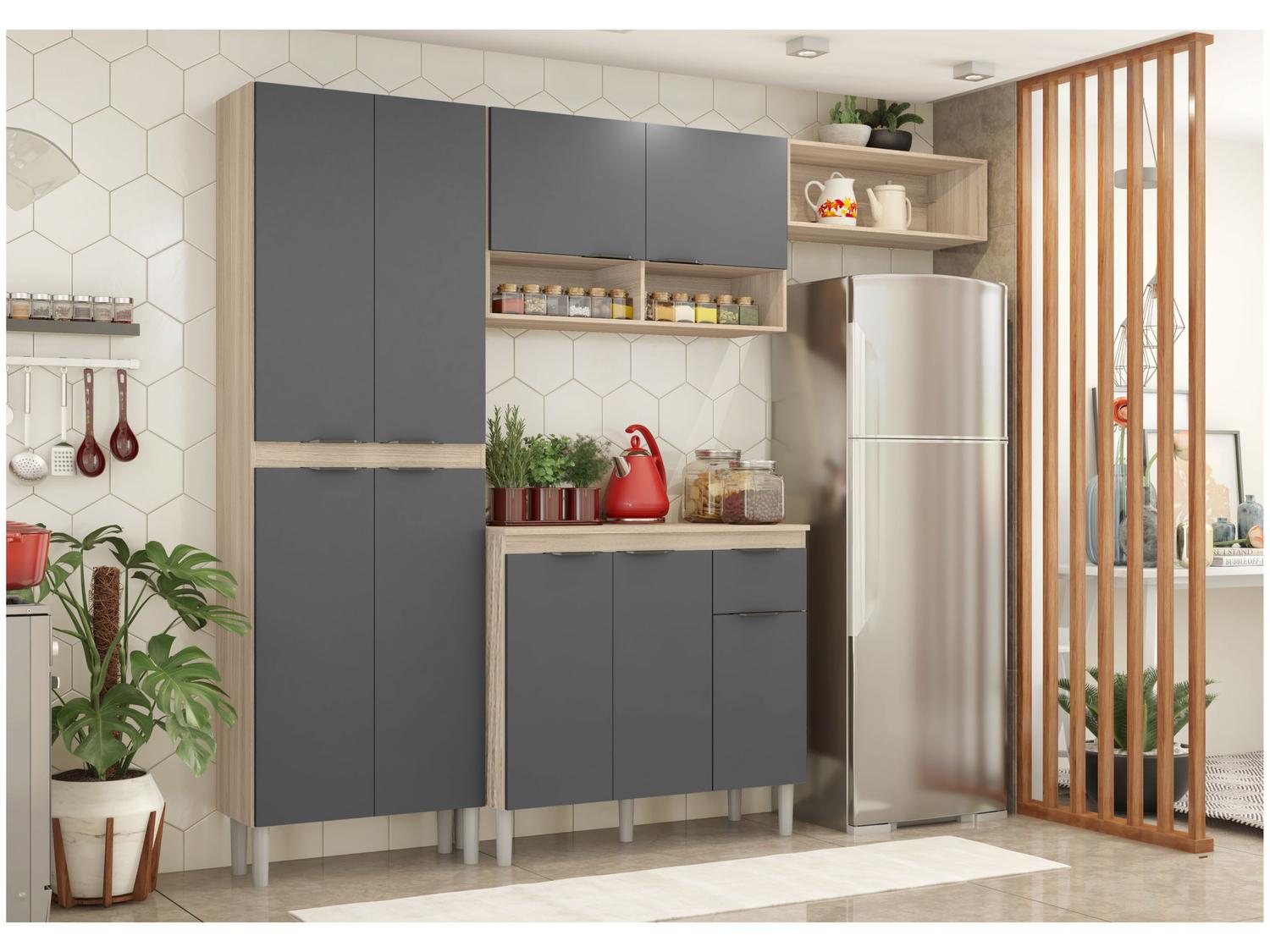 Cozinha Compacta Demóbile Dalu 6 Portas + Balcão – de Cozinha com Tampo para Cooktop