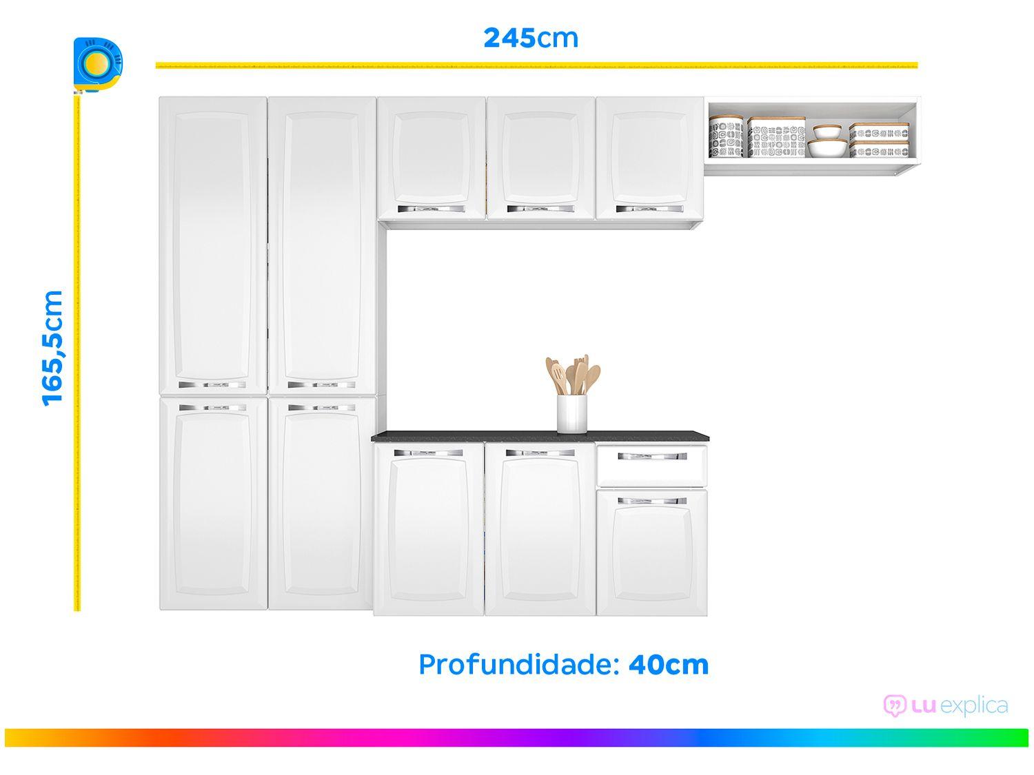 Cozinha Compacta Itatiaia Amanda Aço com Balcão 10 Portas 1 Gaveta