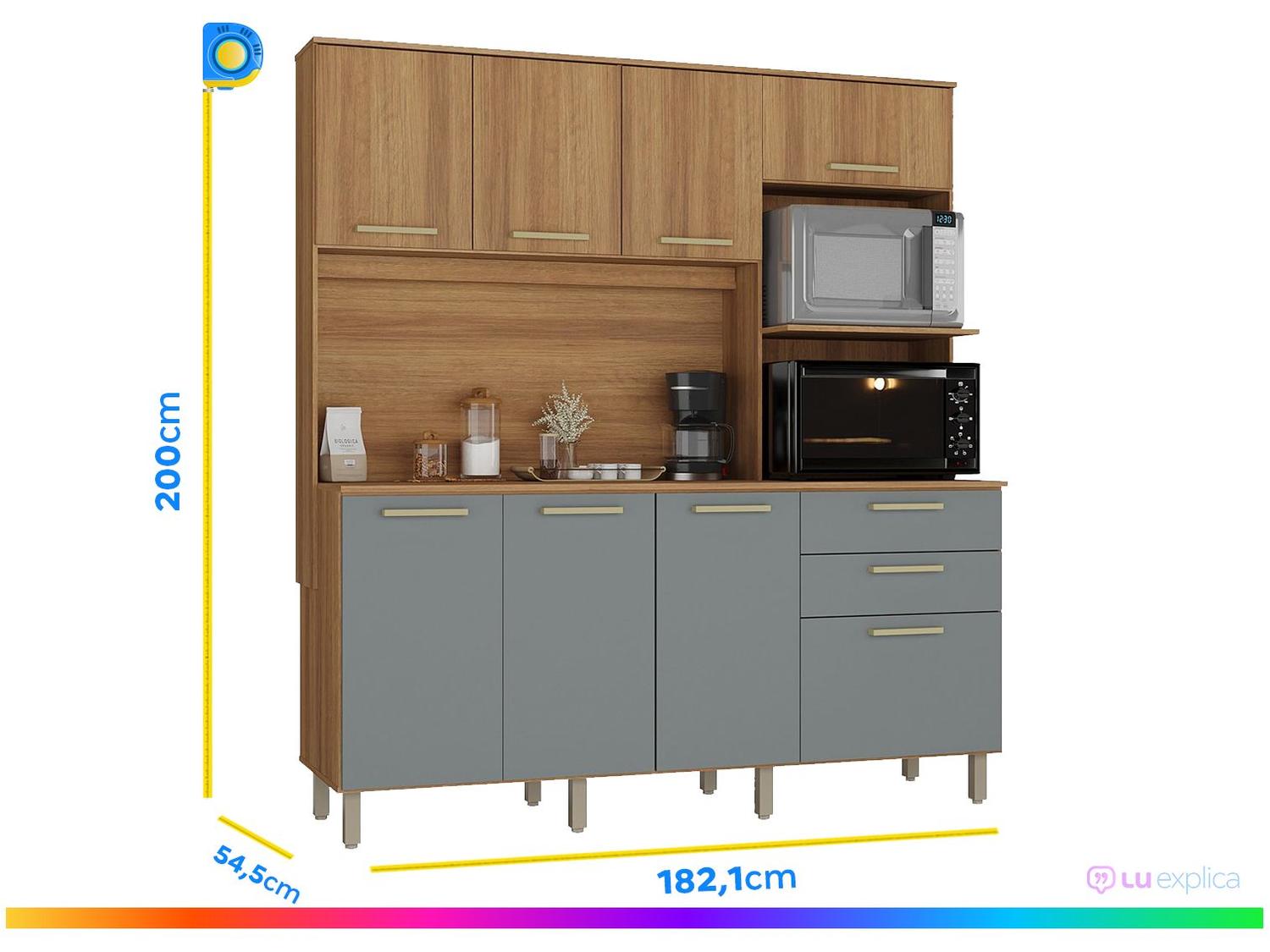Cozinha Compacta Luciane 354/286 8 Portas 2 Gavetas com Torre Quente