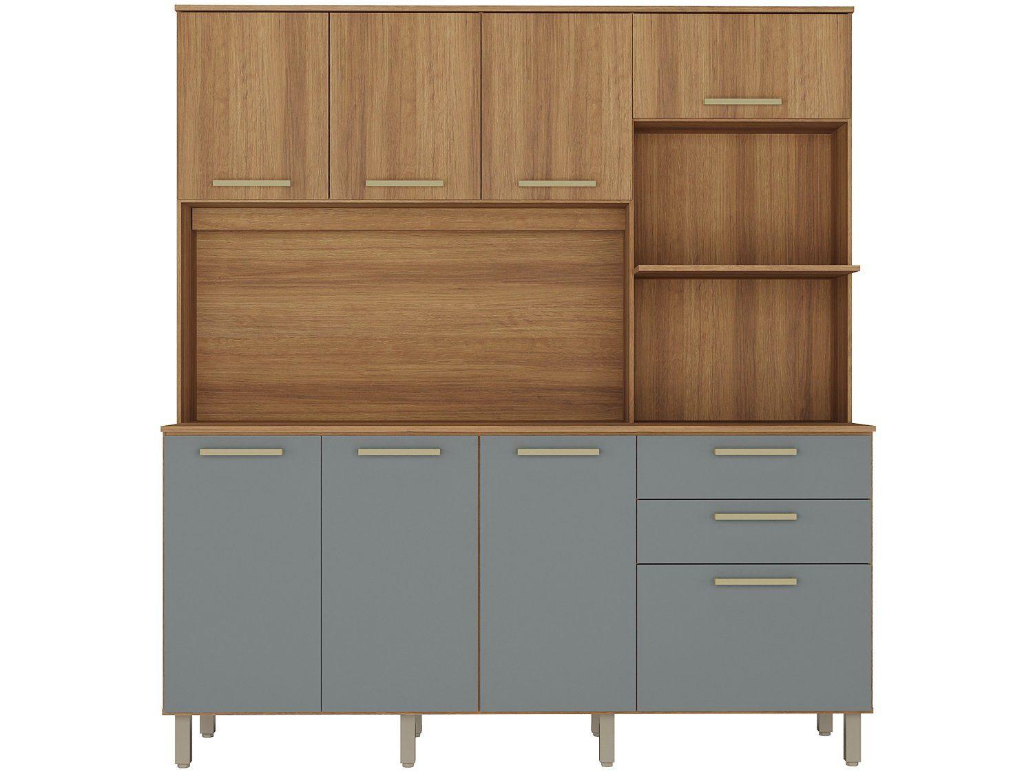 Cozinha Compacta Luciane 354/286 8 Portas 2 Gavetas com Torre Quente