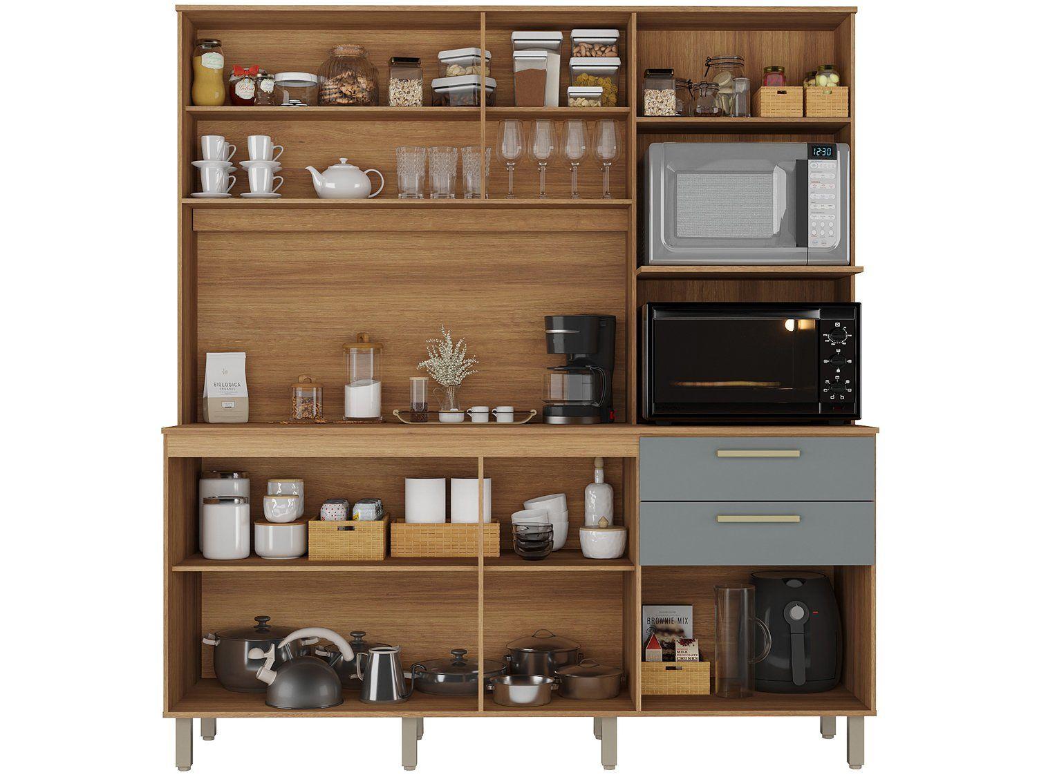 Cozinha Compacta Luciane 354/286 8 Portas 2 Gavetas com Torre Quente