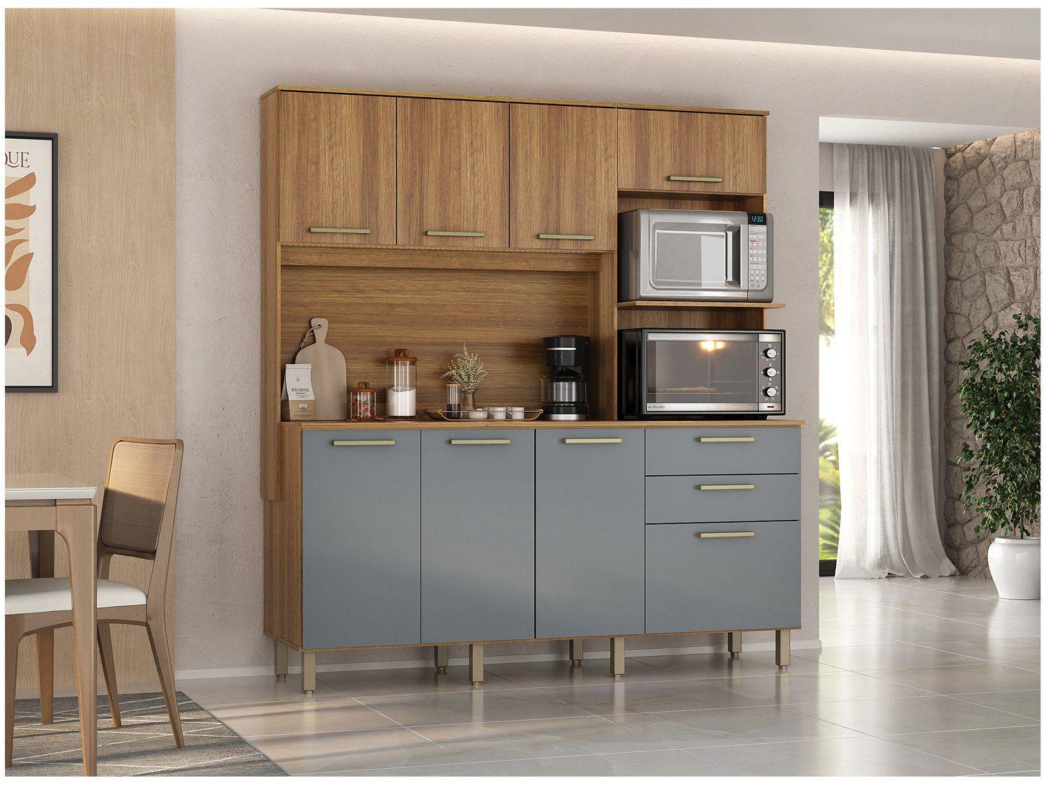 Cozinha Compacta Luciane 354/286 8 Portas 2 Gavetas com Torre Quente