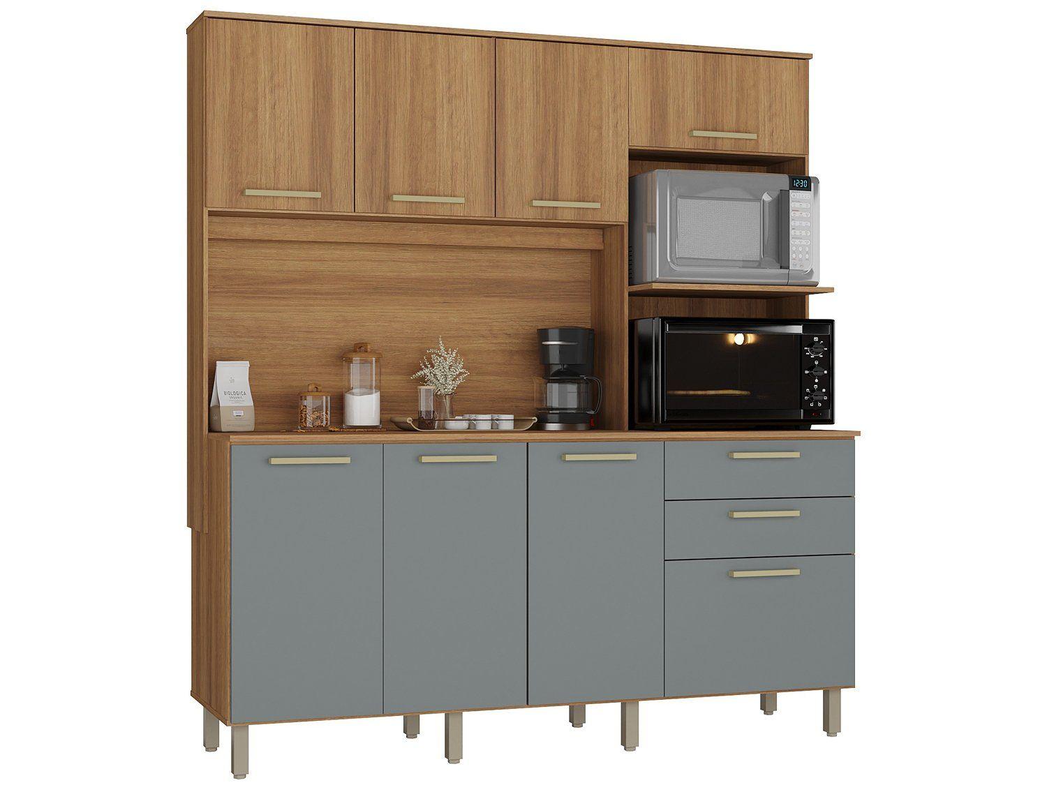 Cozinha Compacta Luciane 354/286 8 Portas 2 Gavetas com Torre Quente