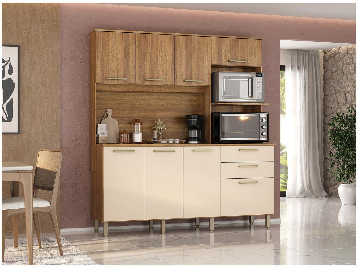 Cozinha Compacta Luciane 354/287 8 Portas 2 Gavetas com Torre Quente