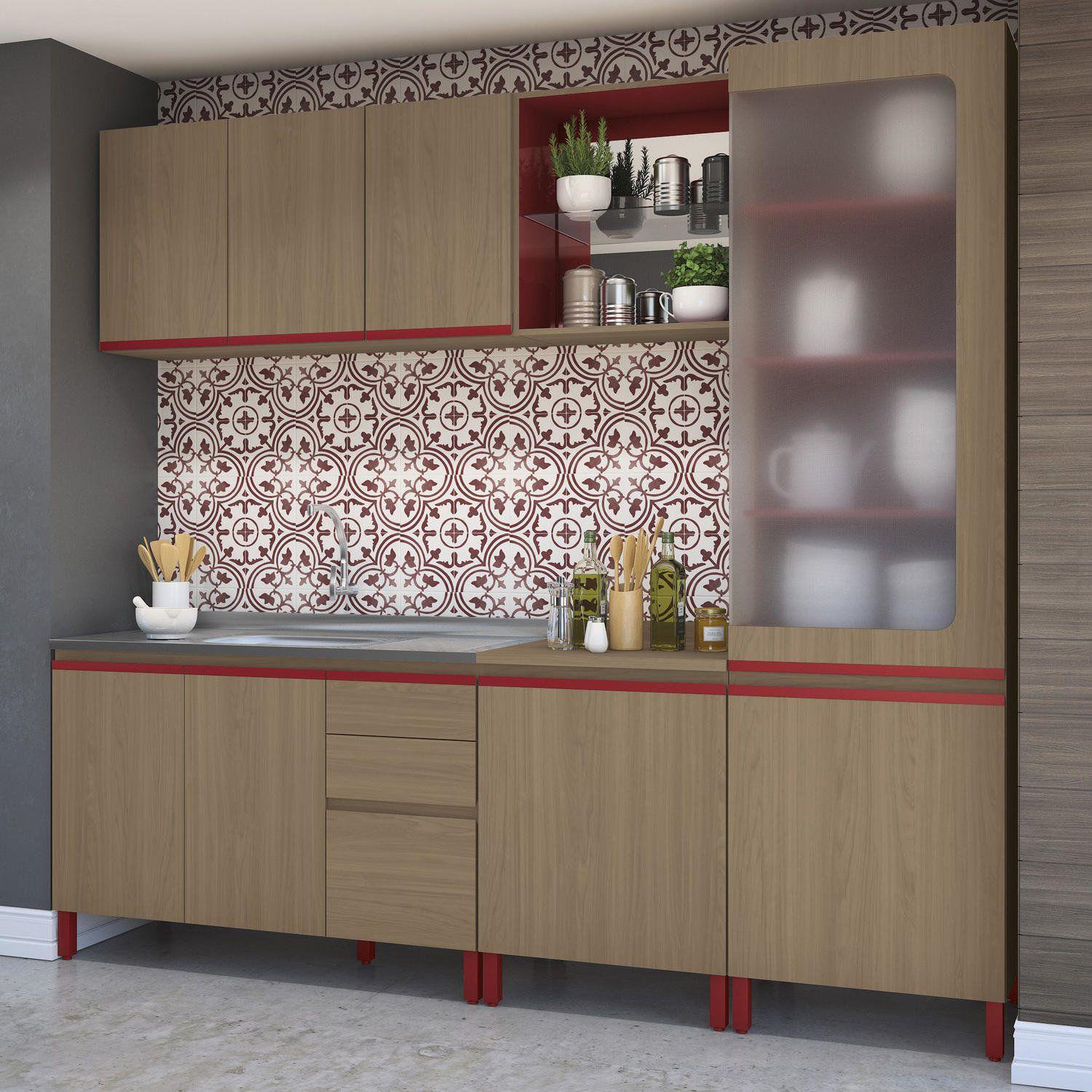 Cozinha Compacta New Urban CB173 Kappesberg Nature/Marsala Cozinha