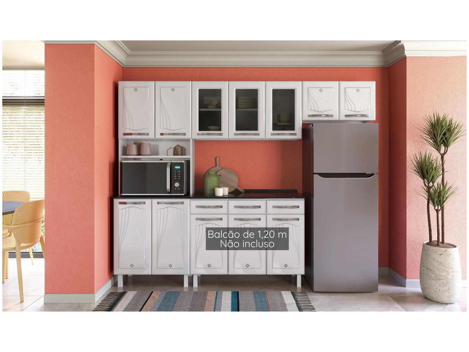 Cozinha Compacta Telasul Cristal 9 Portas de Aço