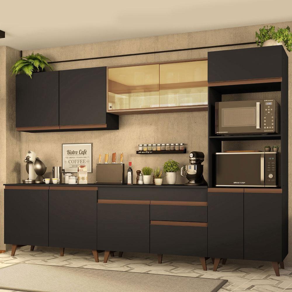 Cozinha completa Madesa Reims 310001 com armário e balcão preto