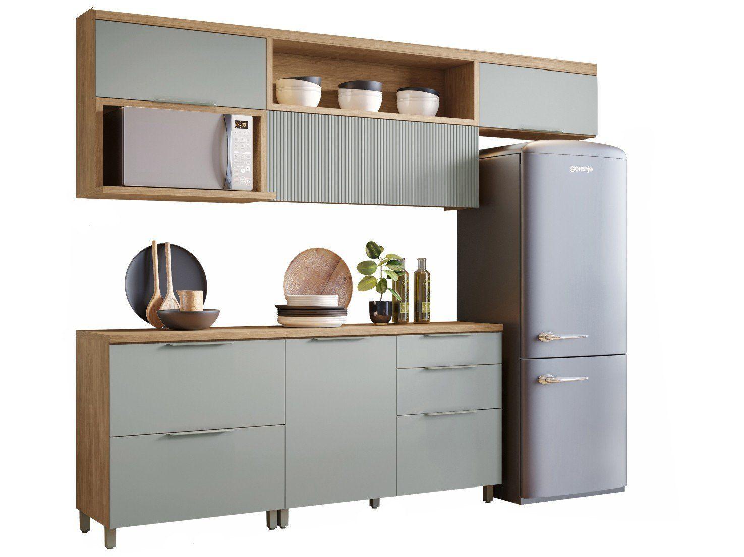 Cozinha Completa Nesher Duquesa 100% MDF com Balcão 5 Portas 4 Gavetas