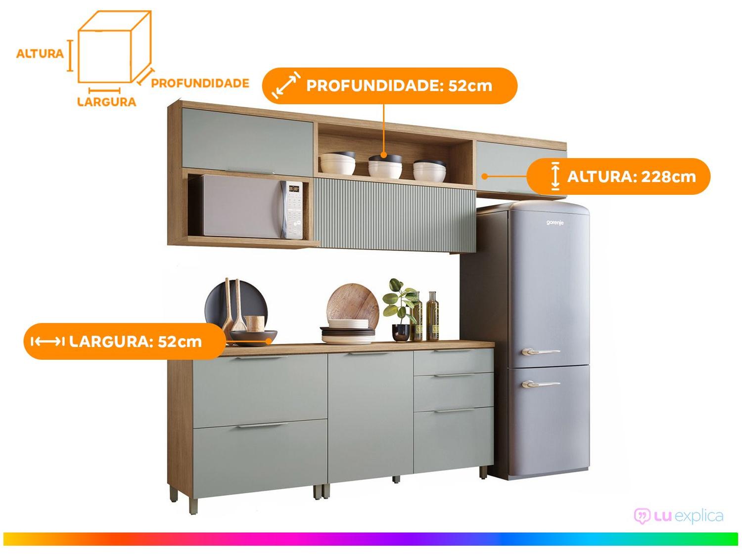 Cozinha Completa Nesher Duquesa 100% MDF com Balcão 5 Portas 4 Gavetas