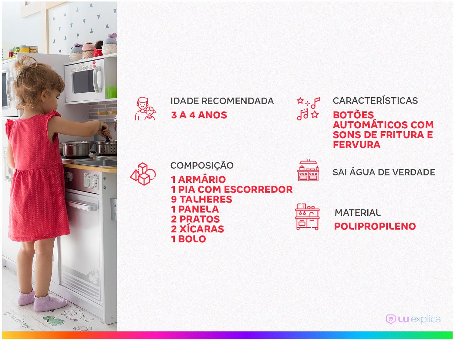 Cozinha Infantil Meg Doll Emite Som e Luzes