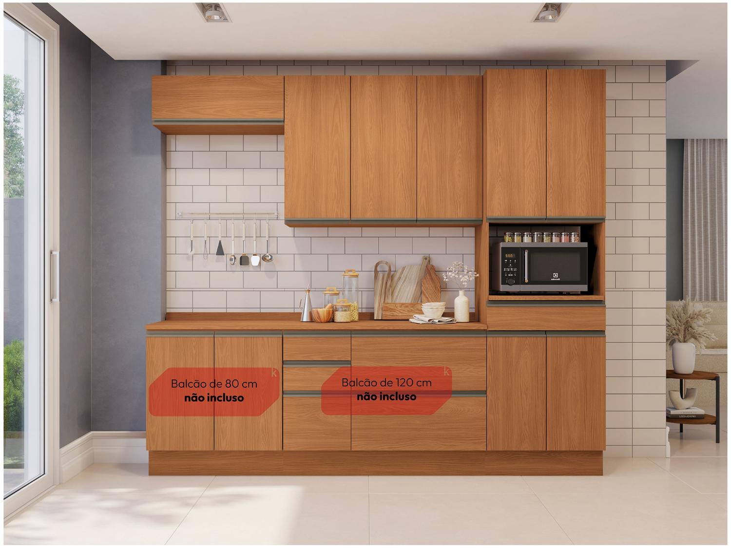 Cozinha Modulada Kappesberg Maxxi com Nicho para Microondas 8 Portas 1 Gaveta