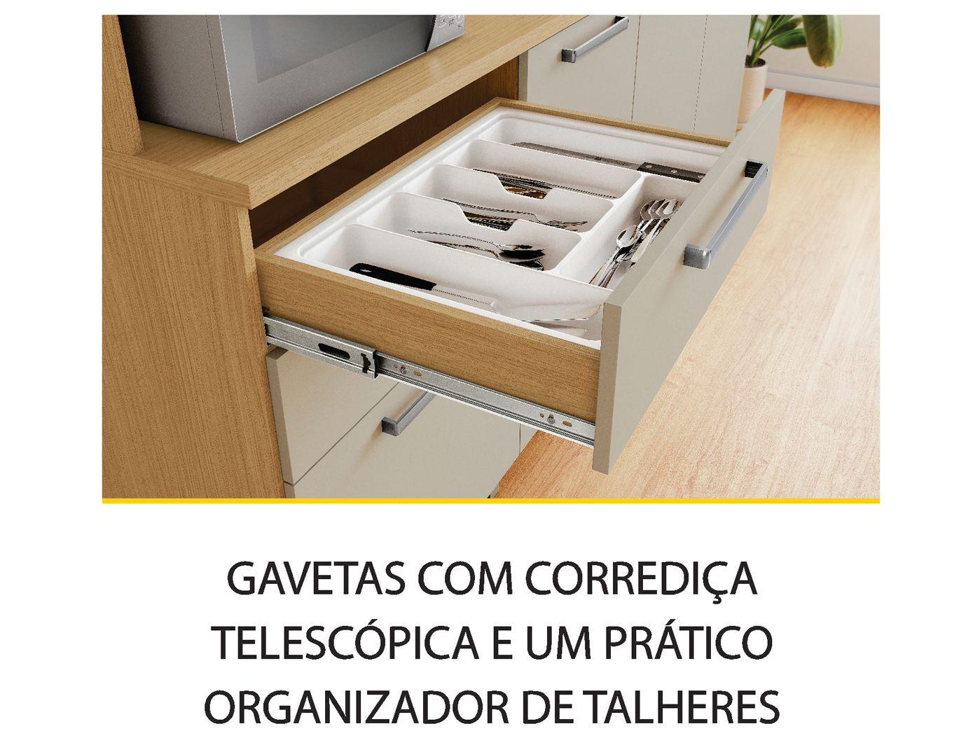 Cozinha Modulada Nesher Nobreza com Balcão 7 Portas 2 Gavetas 100% MDF