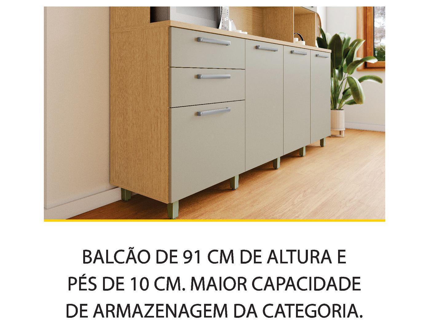 Cozinha Modulada Nesher Nobreza com Balcão 7 Portas 2 Gavetas 100% MDF