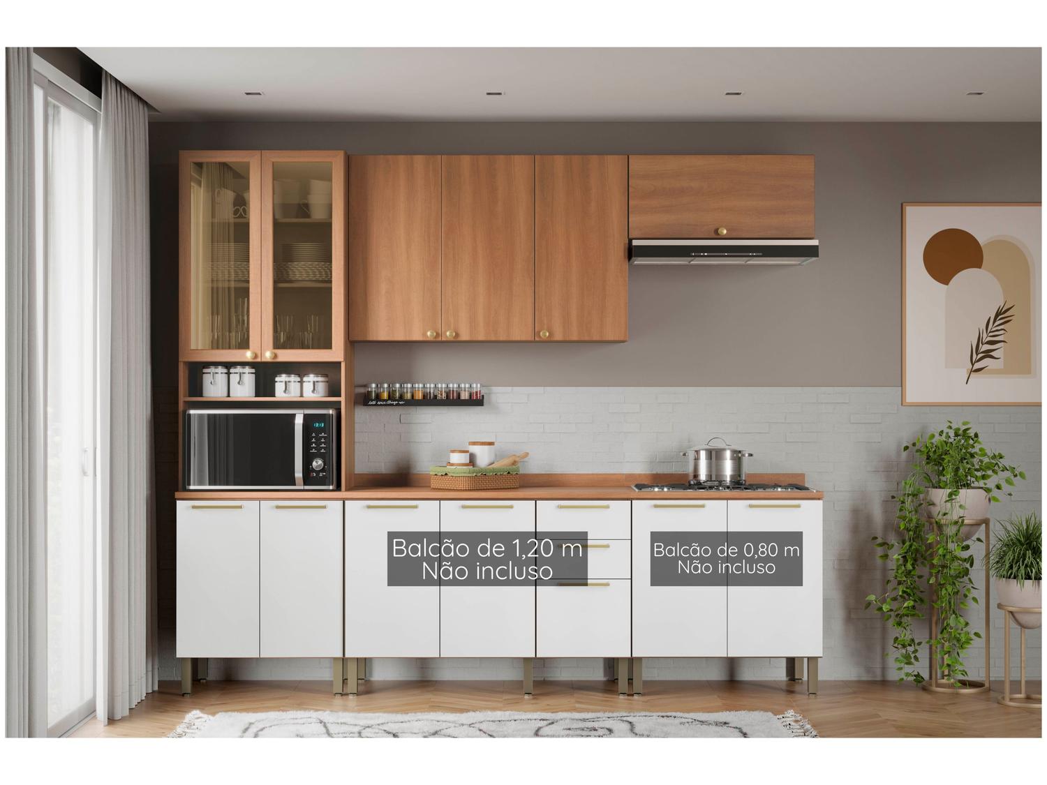 Cozinha Modulada Telasul Sálvia Nicho para Microondas 8 Portas