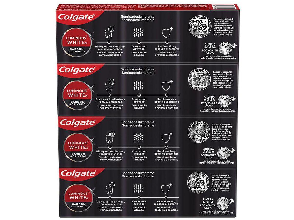 Creme Dental Clareador Colgate White Carvão Ativado Luminous 70g 4 Unidades