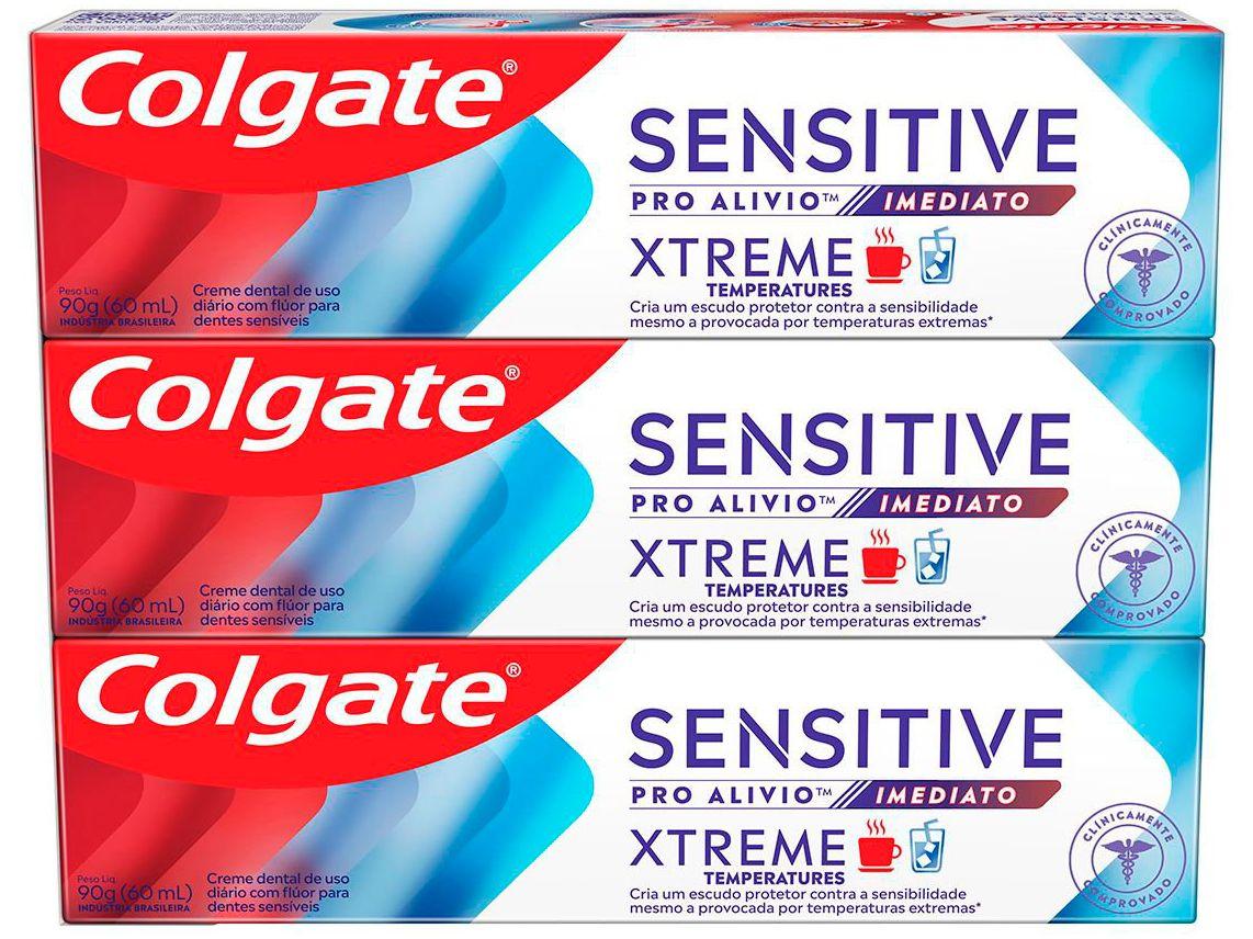 Creme Dental para Dentes Sensíveis Colgate Sensitive Pro Alivio Xtreme Temperatures 90g 3 Unidades