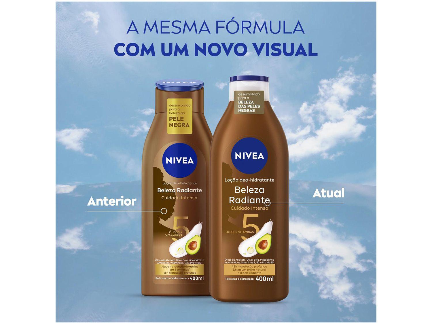 Creme Hidratante Corporal para Peles Secas Nivea Beleza Radiante Cuidado Intenso 400ml