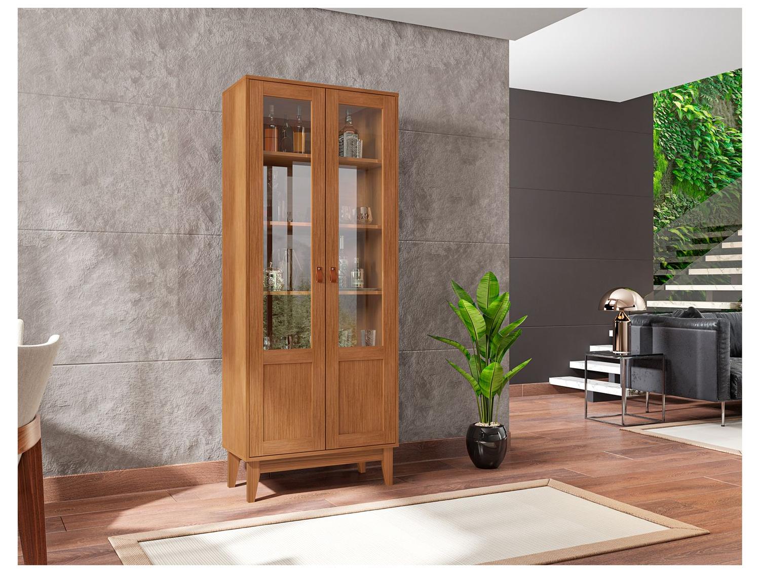 Cristaleira 2 Portas 4 Prateleiras Cedro Casa D Lyra