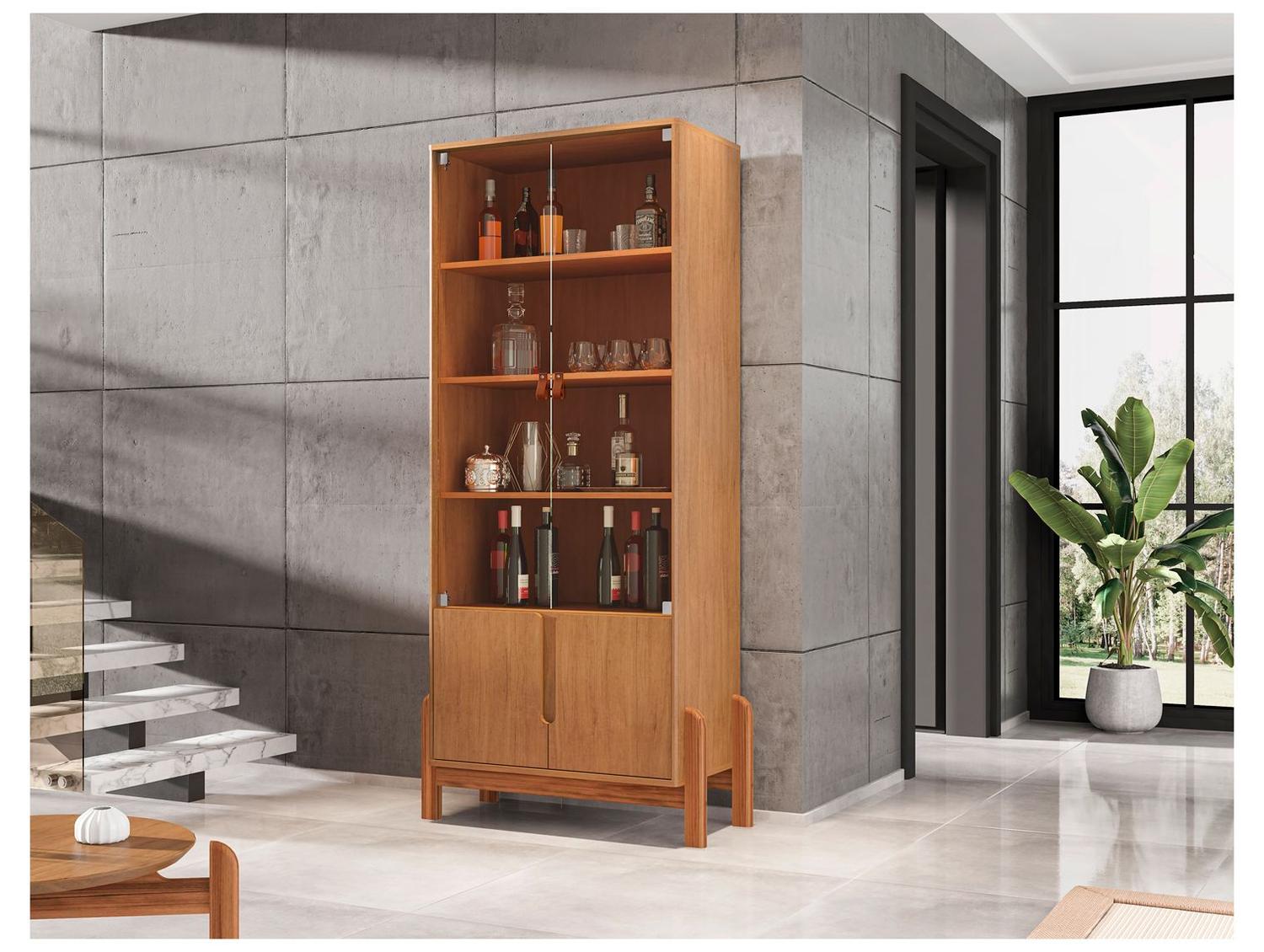 Cristaleira 4 Portas 3 Prateleiras Cedro Casa D Lizz