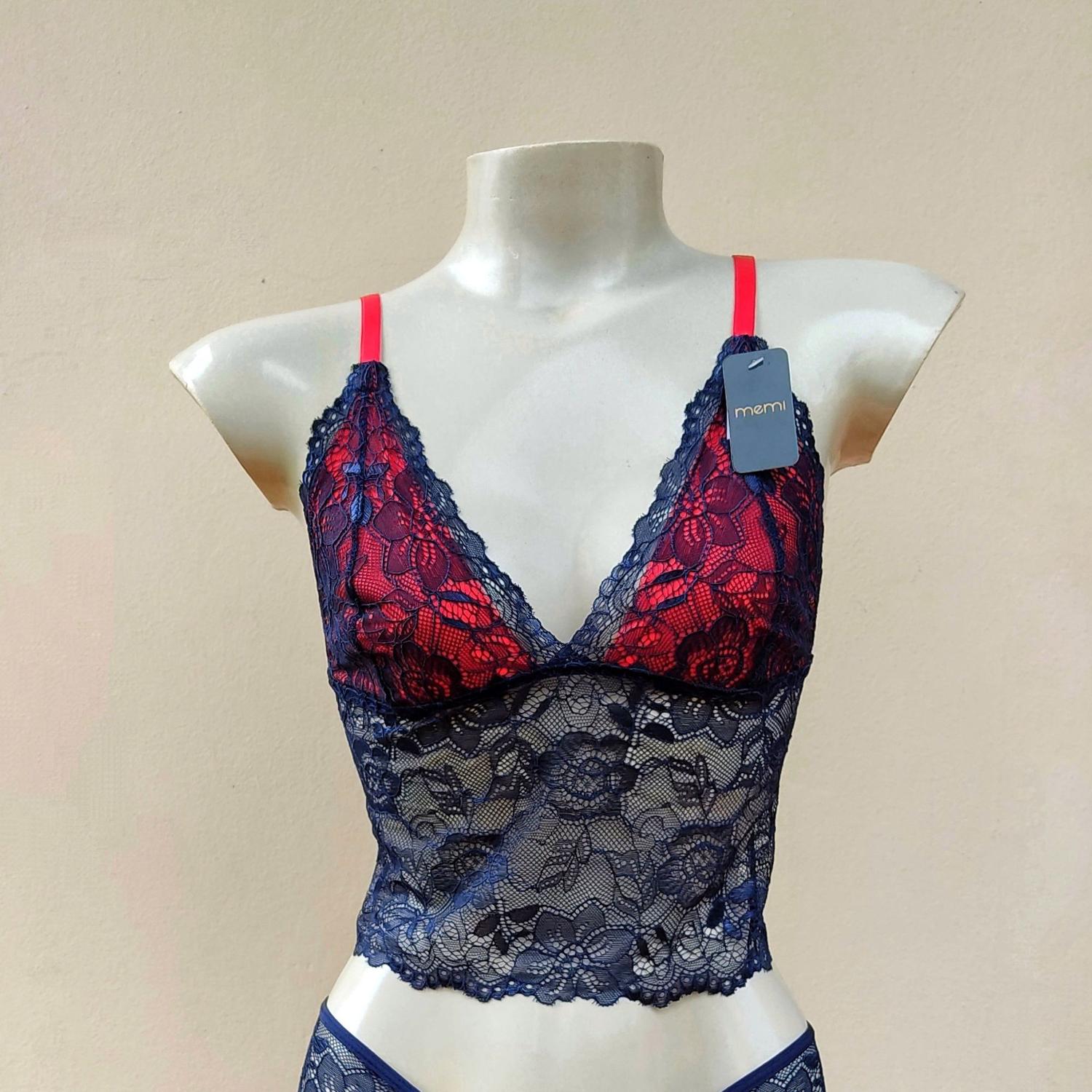 Cropped Em Renda Sem Bojo - Cor Azul / Vermelho - Tamanho G - Memi - Outros  Moda e Acessórios - Magazine Luiza
