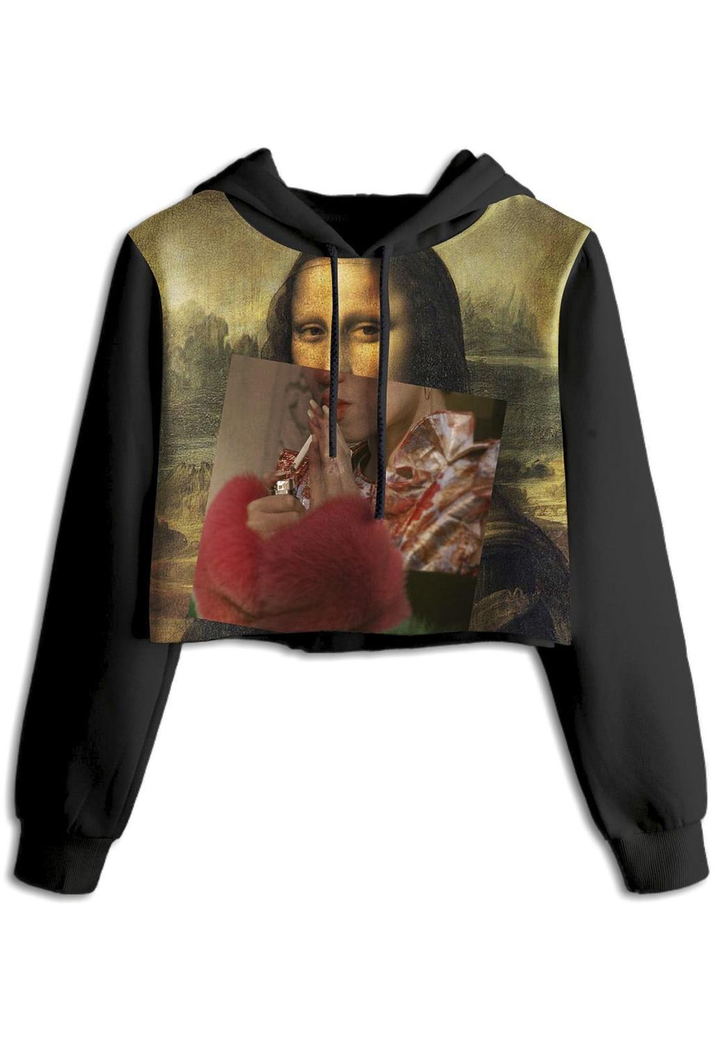 borg cropped moletom com capuz