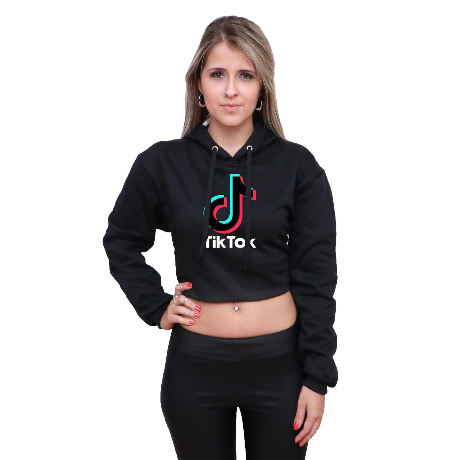 tik tok crop moletom com capuz