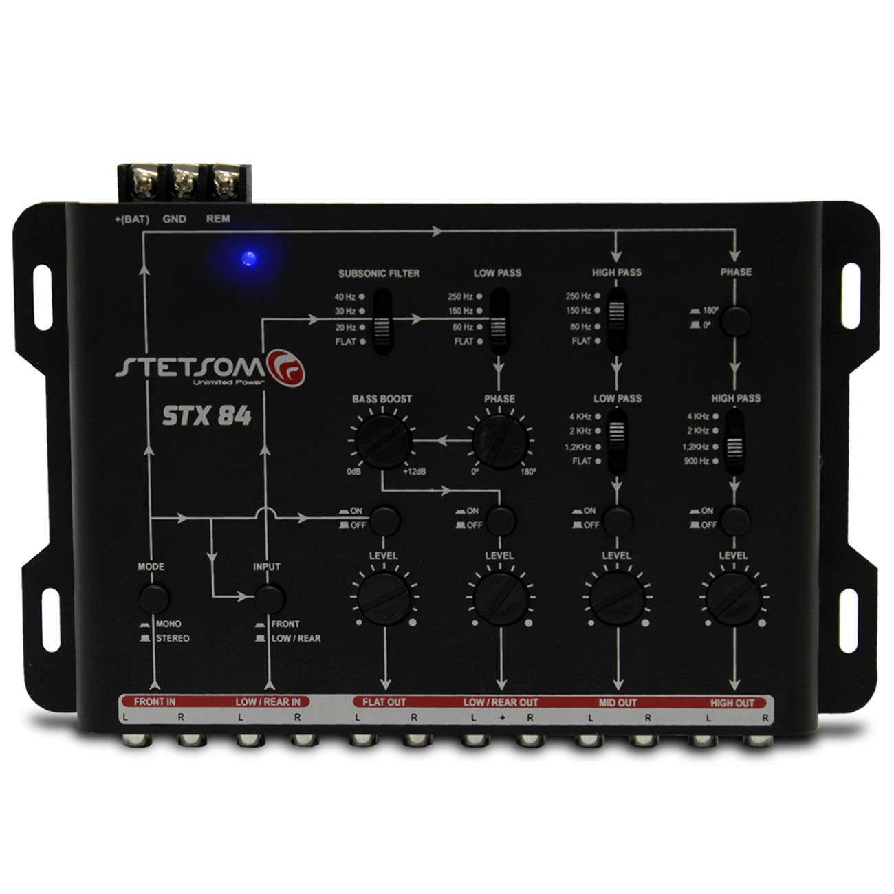 Crossover Stetsom STX84 4 Canais 2 Entradas 4 Saídas Mono ou Stereo