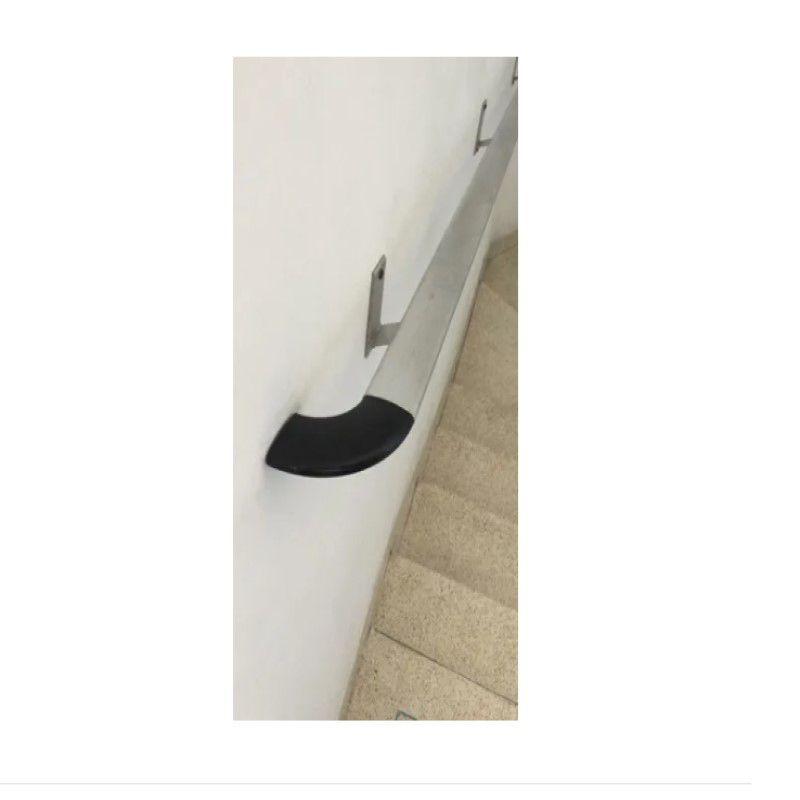 Imagem de Curva corrimao nylon preto barra chata parede 1 par