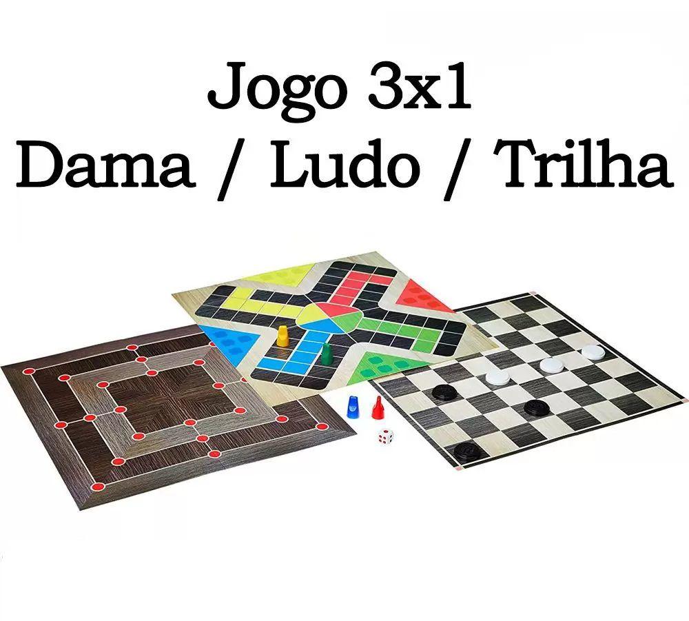 Jogo 4 Em 1 Jogos Dama Trilha Ludo Dominó Em Cx De Madeira