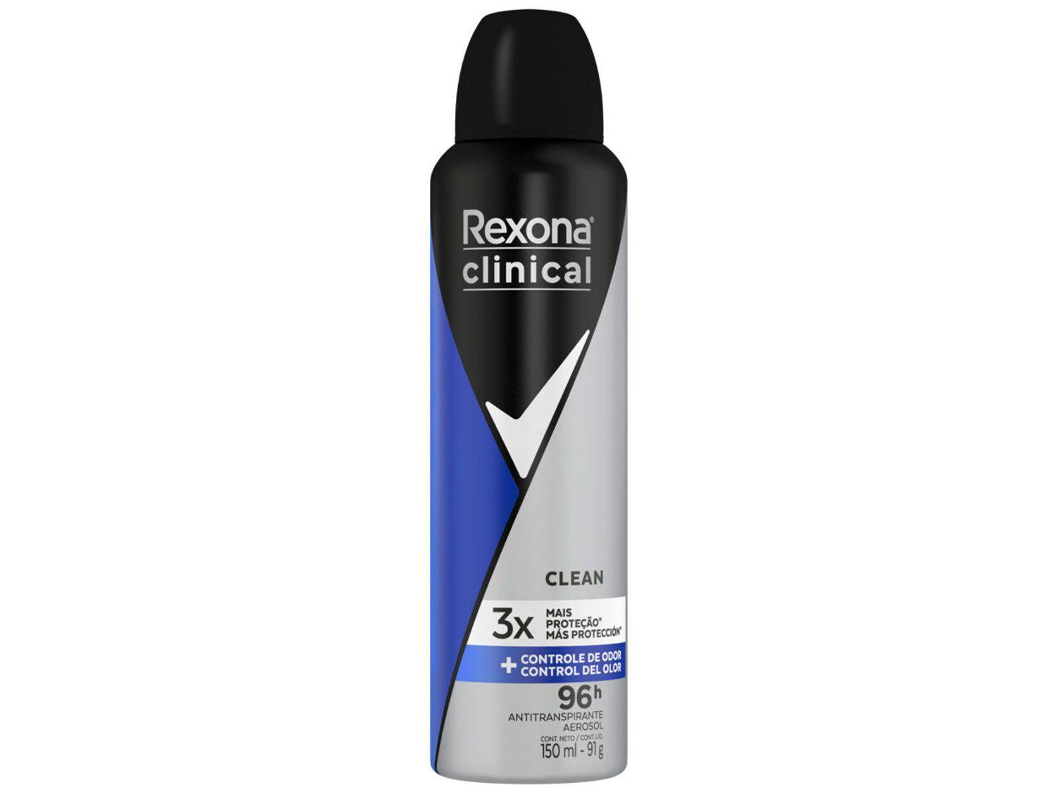 Desodorante Antitranspirante Aerosol Rexona Men Clinical Clean 150ml