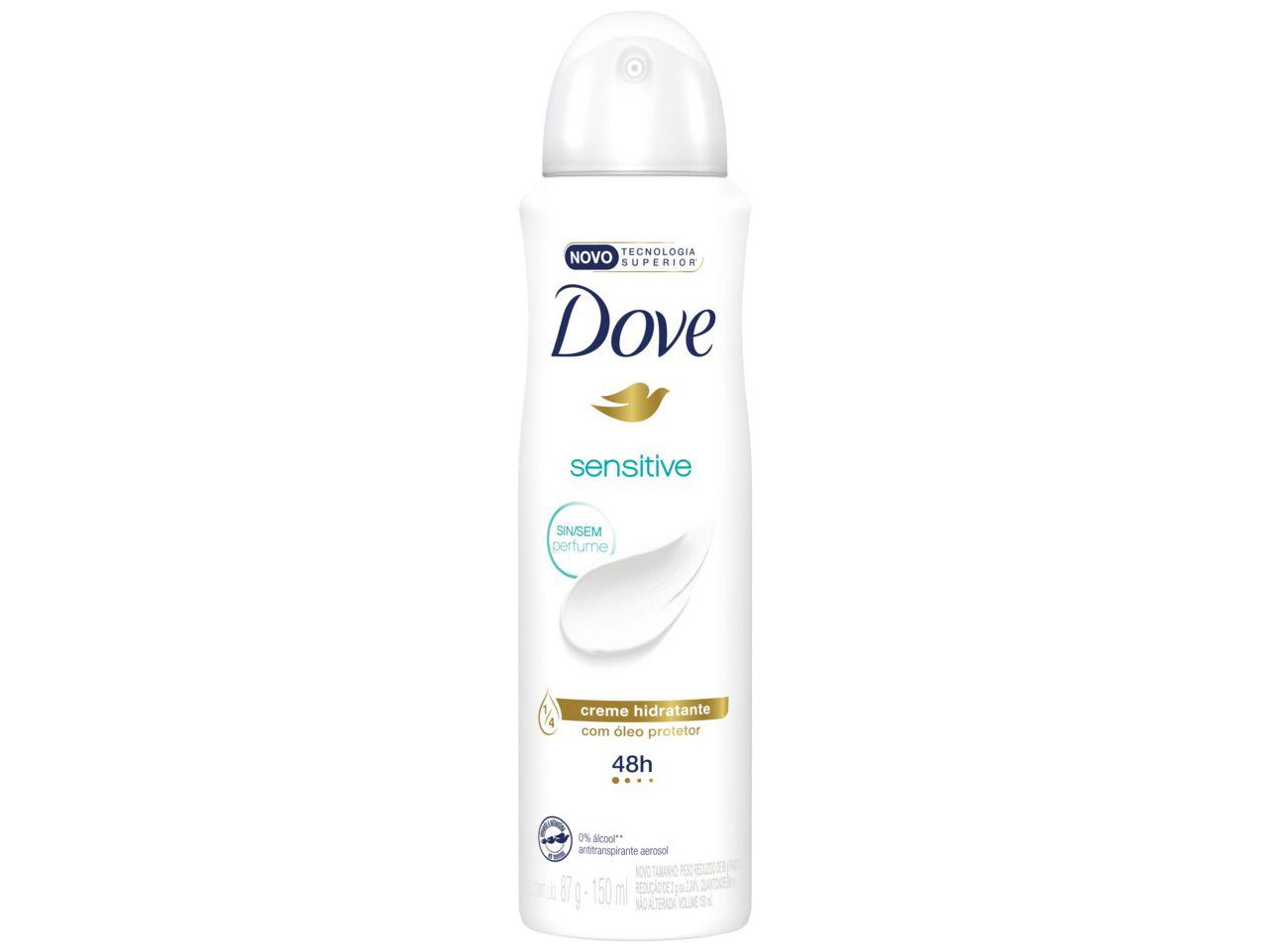 Desodorante Antitranspirante Aerossol Dove Sensitive 48 Horas sem Perfume 150ml