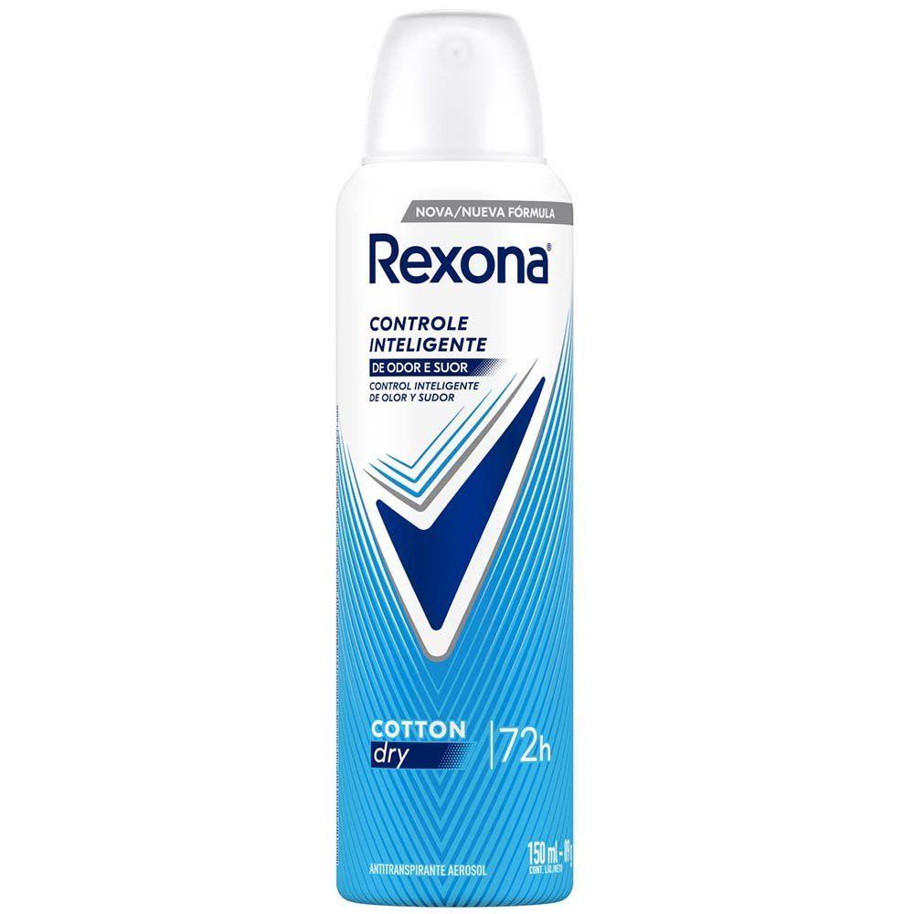Desodorante Antitranspirante Aerossol Feminino Rexona Cotton Dry 72 horas 150ml