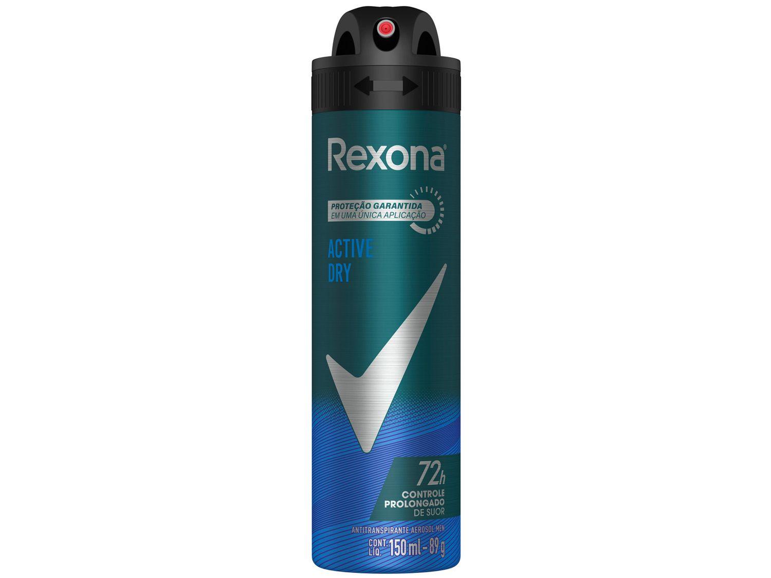 Desodorante Antitranspirante Aerossol Masculino Rexona Active Dry 72 horas 150ml