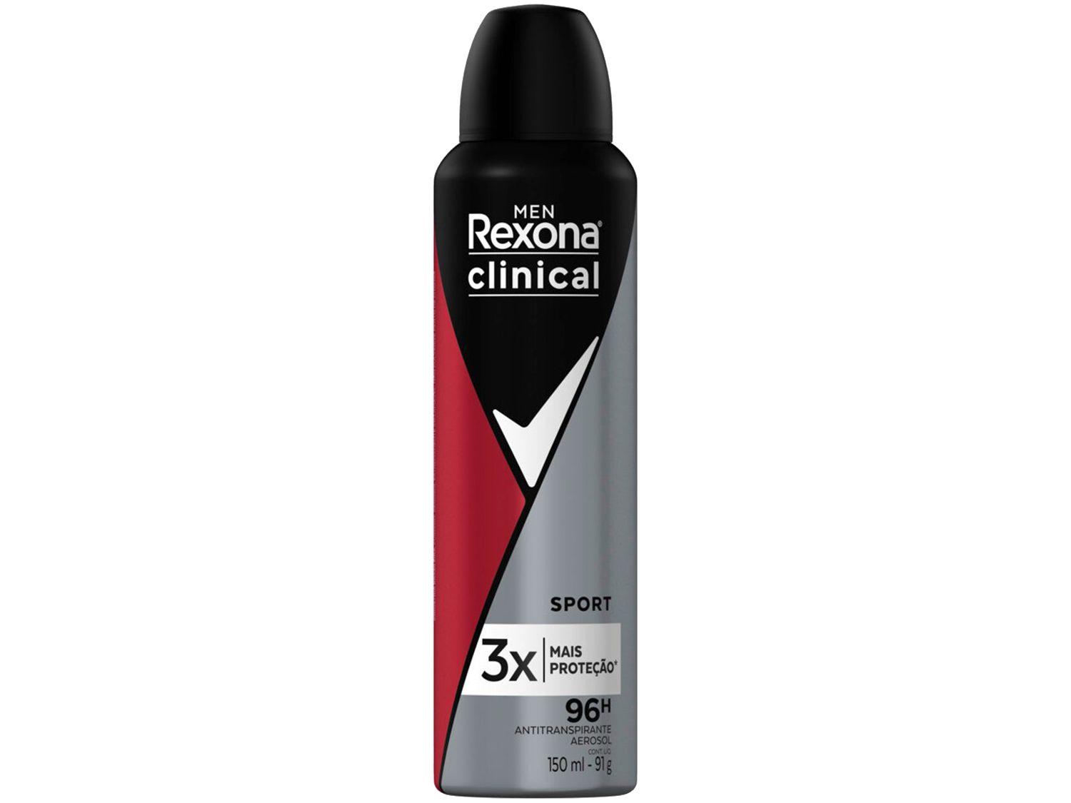 Desodorante Antitranspirante Aerossol Rexona Clinical Sport Masculino 96 Horas 150ml