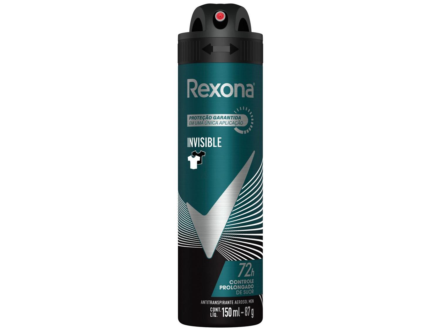 Desodorante Antitranspirante Aerossol Rexona Invisible Anti-manchas Masculino 72 Horas 150ml