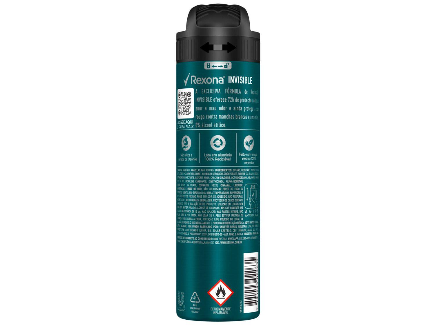 Desodorante Antitranspirante Aerossol Rexona Invisible Anti-manchas ...