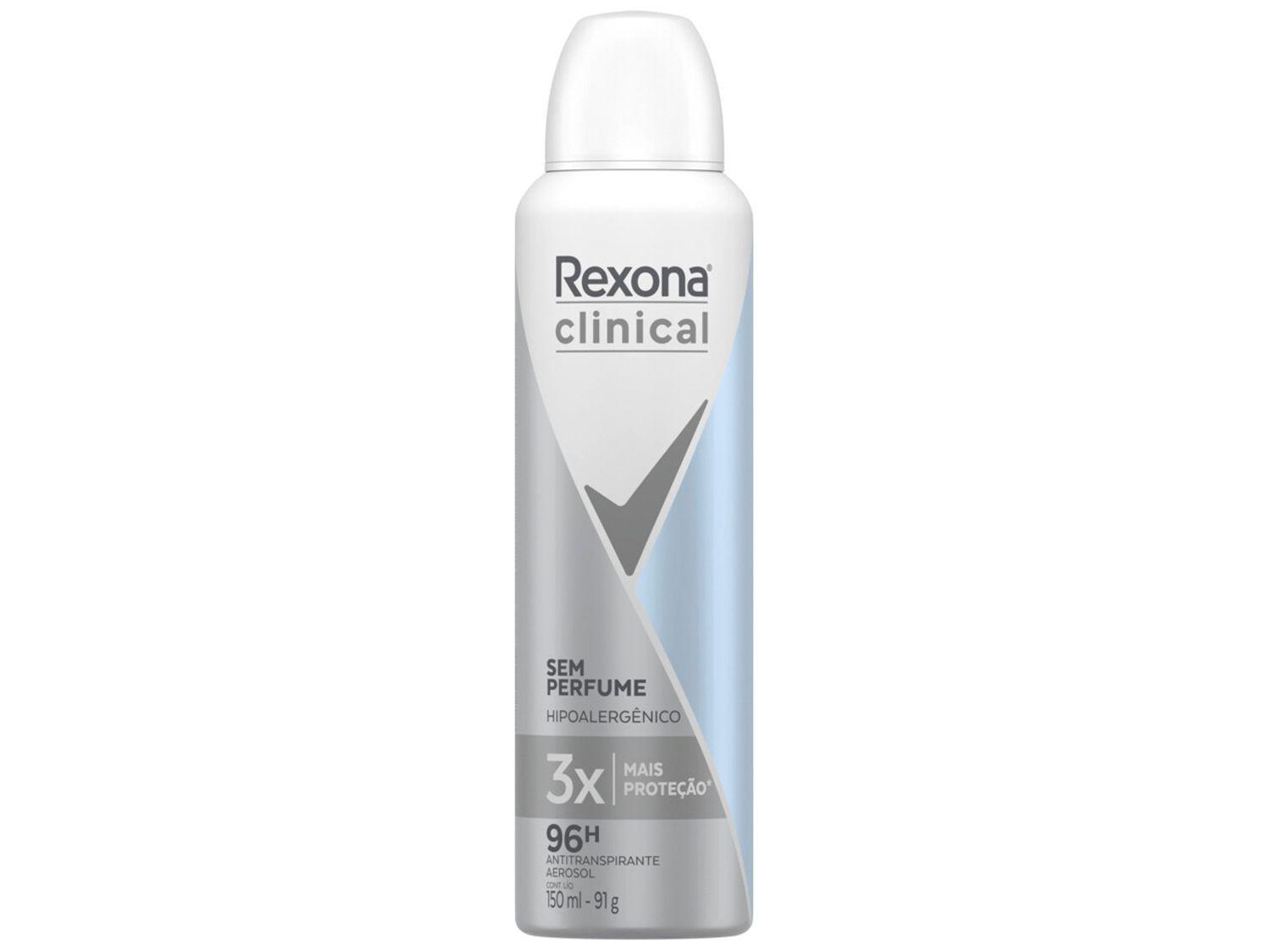 Desodorante Rexona Clinical Aerossol Antitranspirante Feminino sem Perfume 150ml