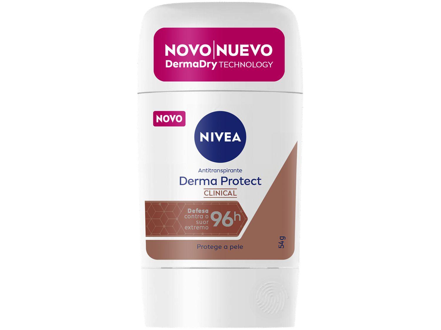 Desodorante Stick Antitranspirante Nivea Clinical Derma Protect Feminino 96 horas 54g